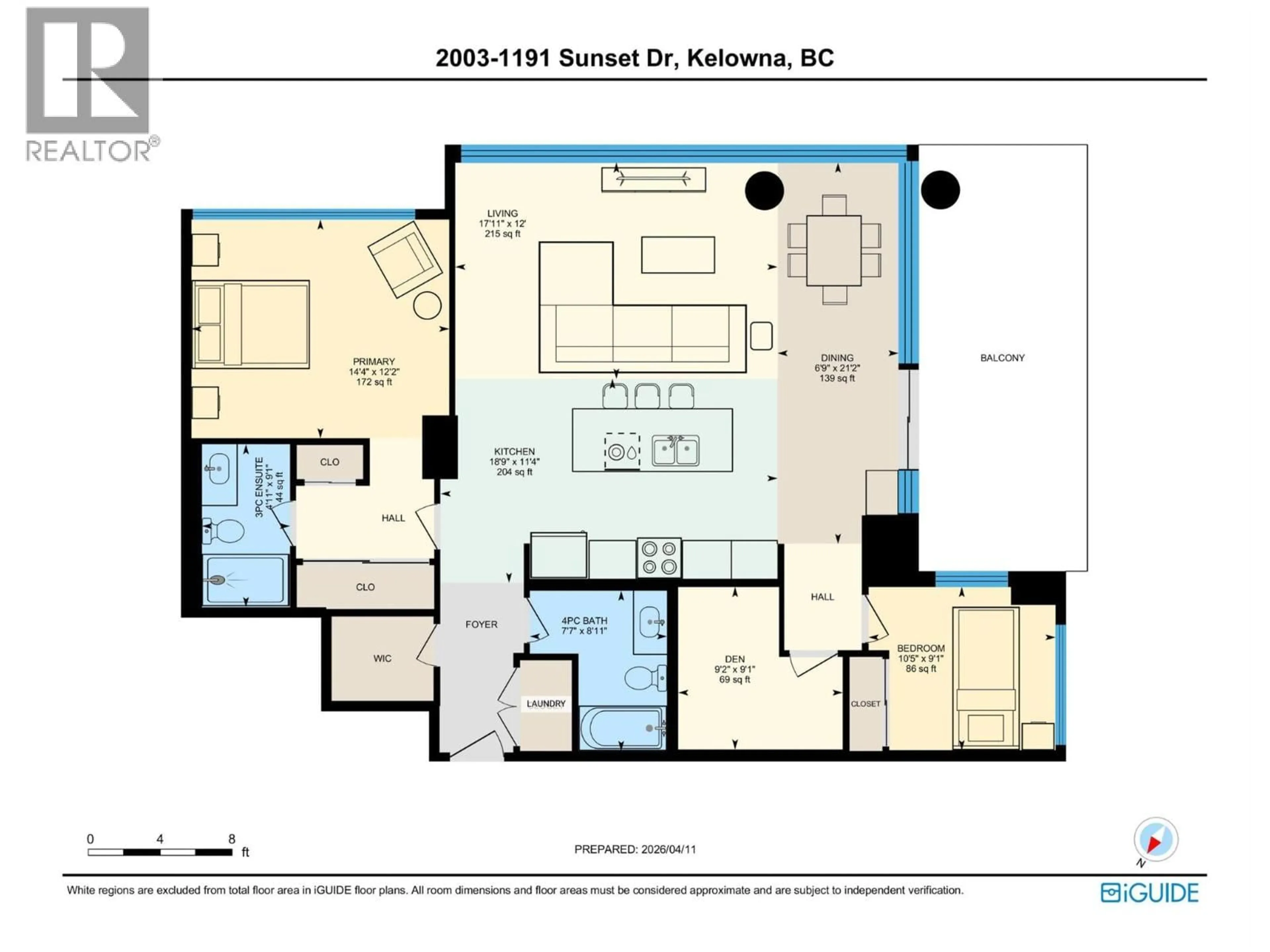 Floor plan for 2003 - 1191 SUNSET DRIVE, Kelowna British Columbia V1Y0J4