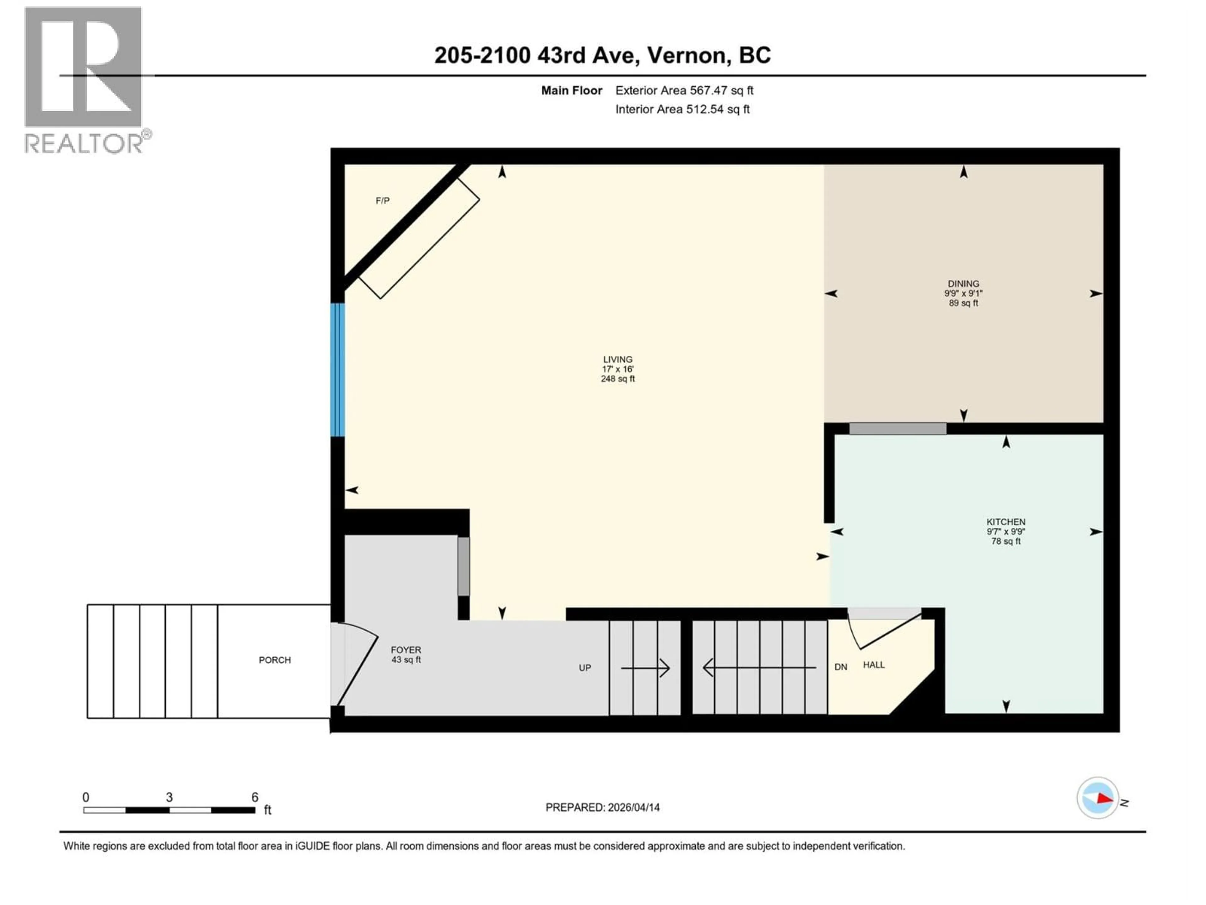 Floor plan for 205 - 2100 43 AVENUE, Vernon British Columbia V1T3K5