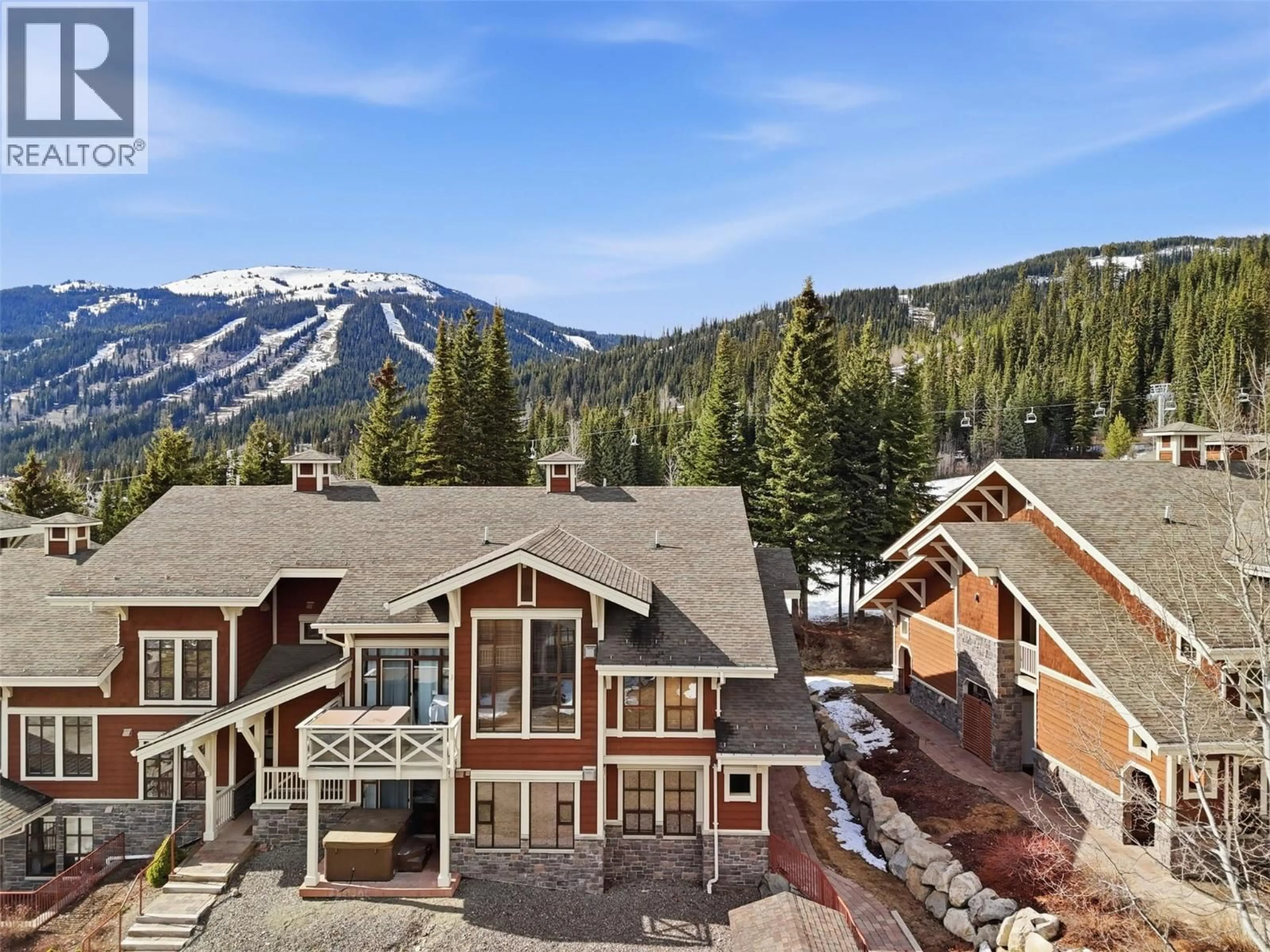 A pic from outside/outdoor area/front of a property/back of a property/a pic from drone, mountain view for 13 - 5005 VALLEY DRIVE, Sun Peaks British Columbia V0E5N0