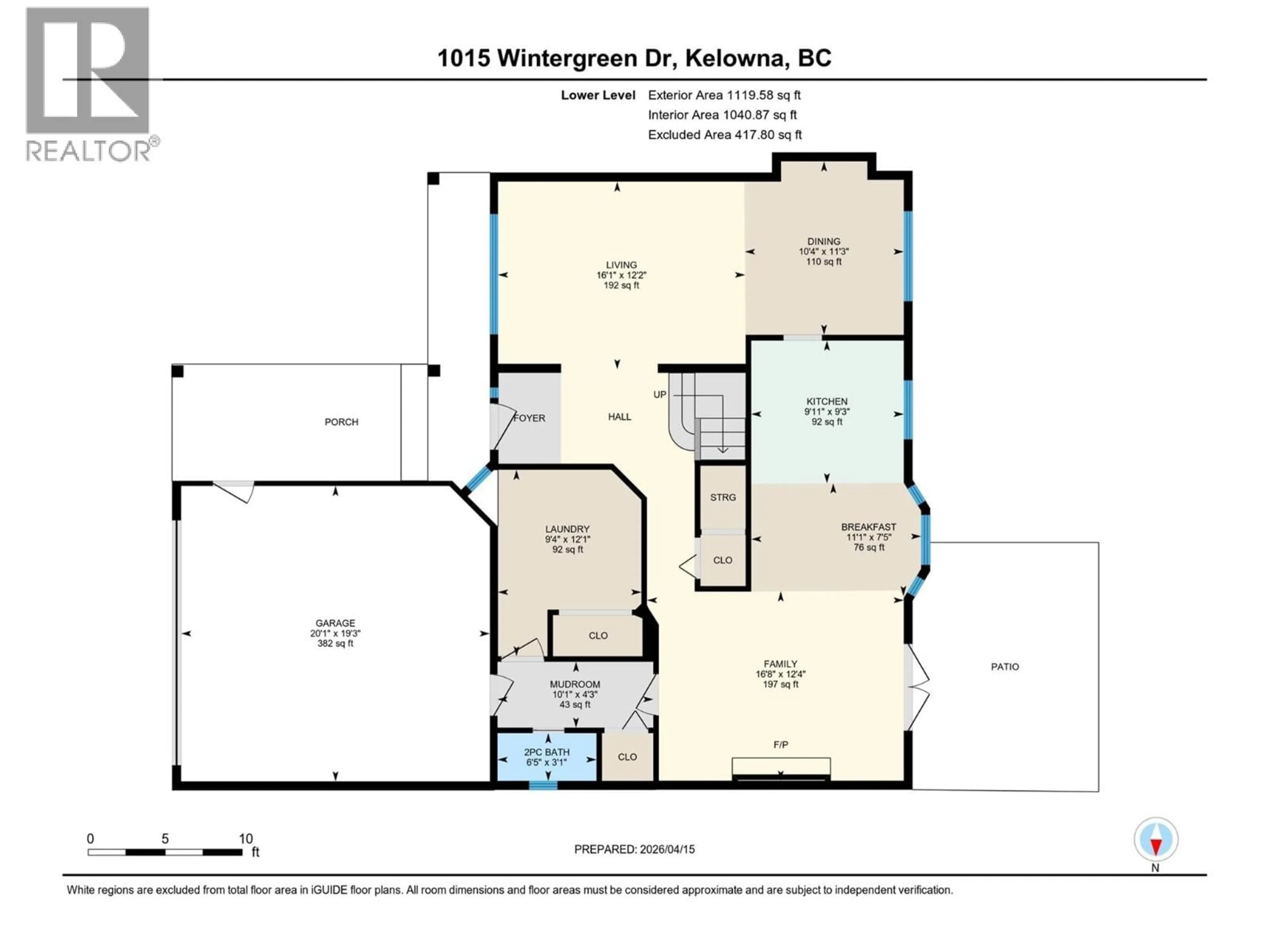 Floor plan for 1015 WINTERGREEN DRIVE, Kelowna British Columbia V1W3V7