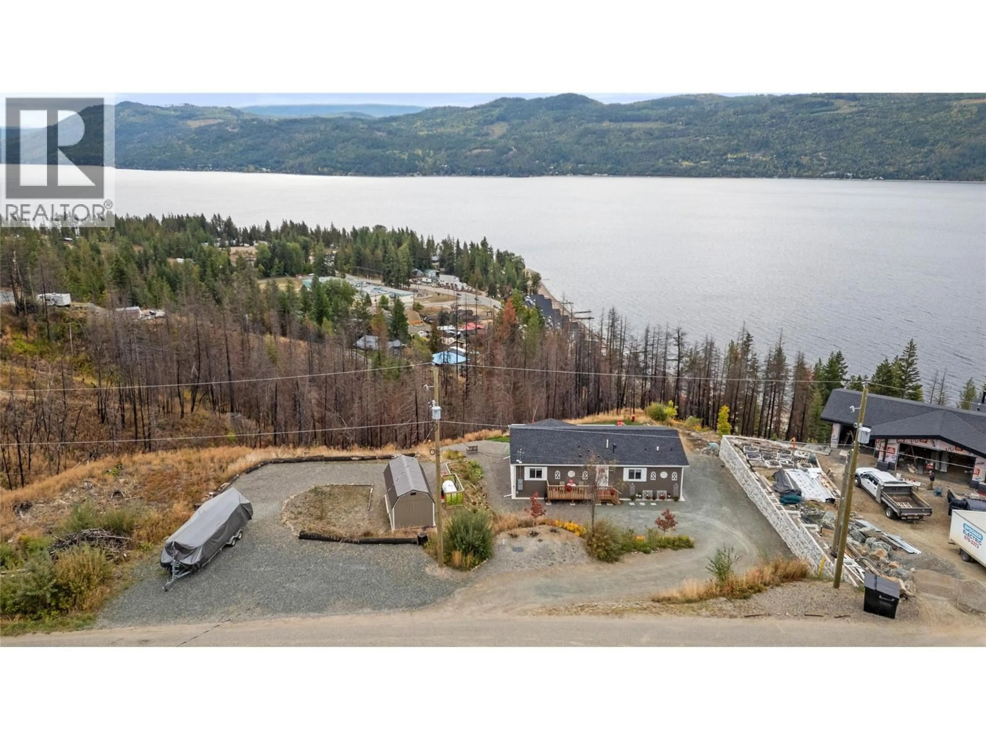 A pic from outside/outdoor area/front of a property/back of a property/a pic from drone, water/lake/river/ocean view for 5208 CELISTA PLACE, Celista British Columbia V0E1M6