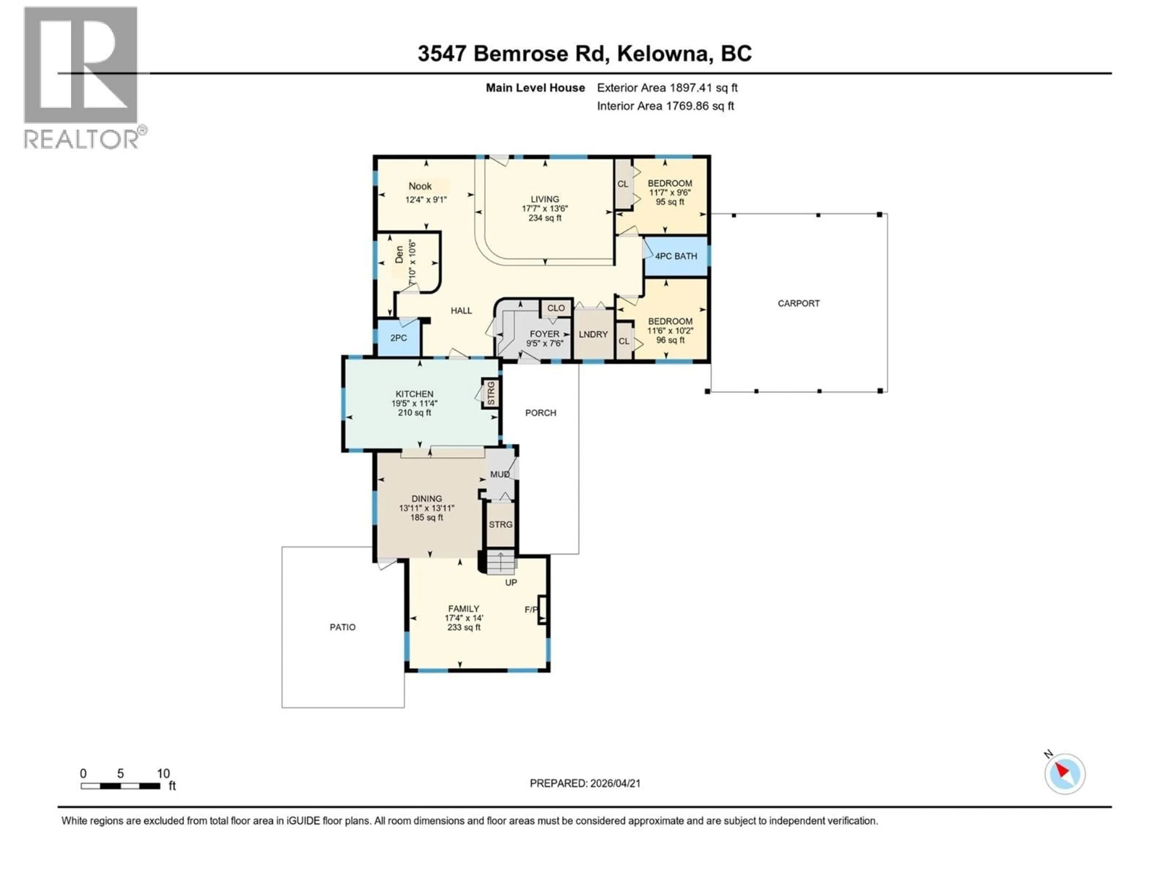 Floor plan for 3547 BEMROSE ROAD, Kelowna British Columbia V1W4G8
