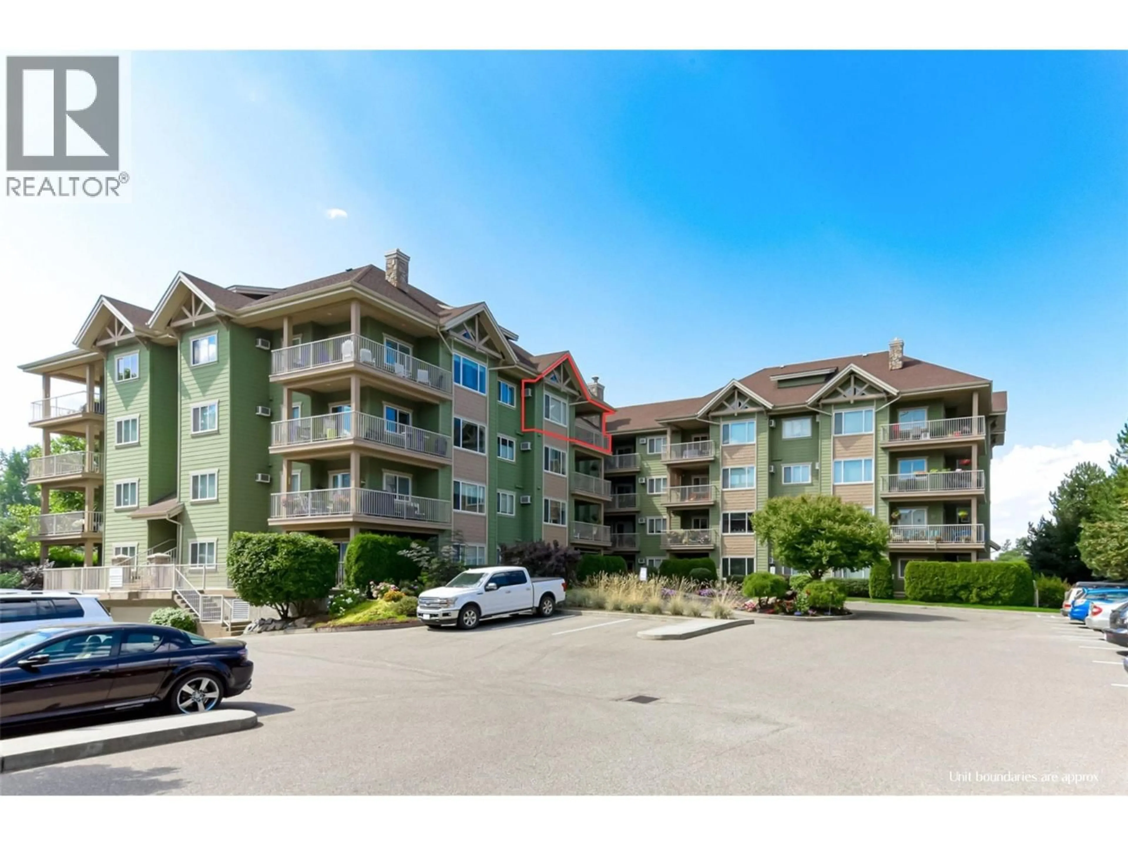 A pic from outside/outdoor area/front of a property/back of a property/a pic from drone, mountain view for 411 - 680 LEQUIME ROAD, Kelowna British Columbia V1W1A4