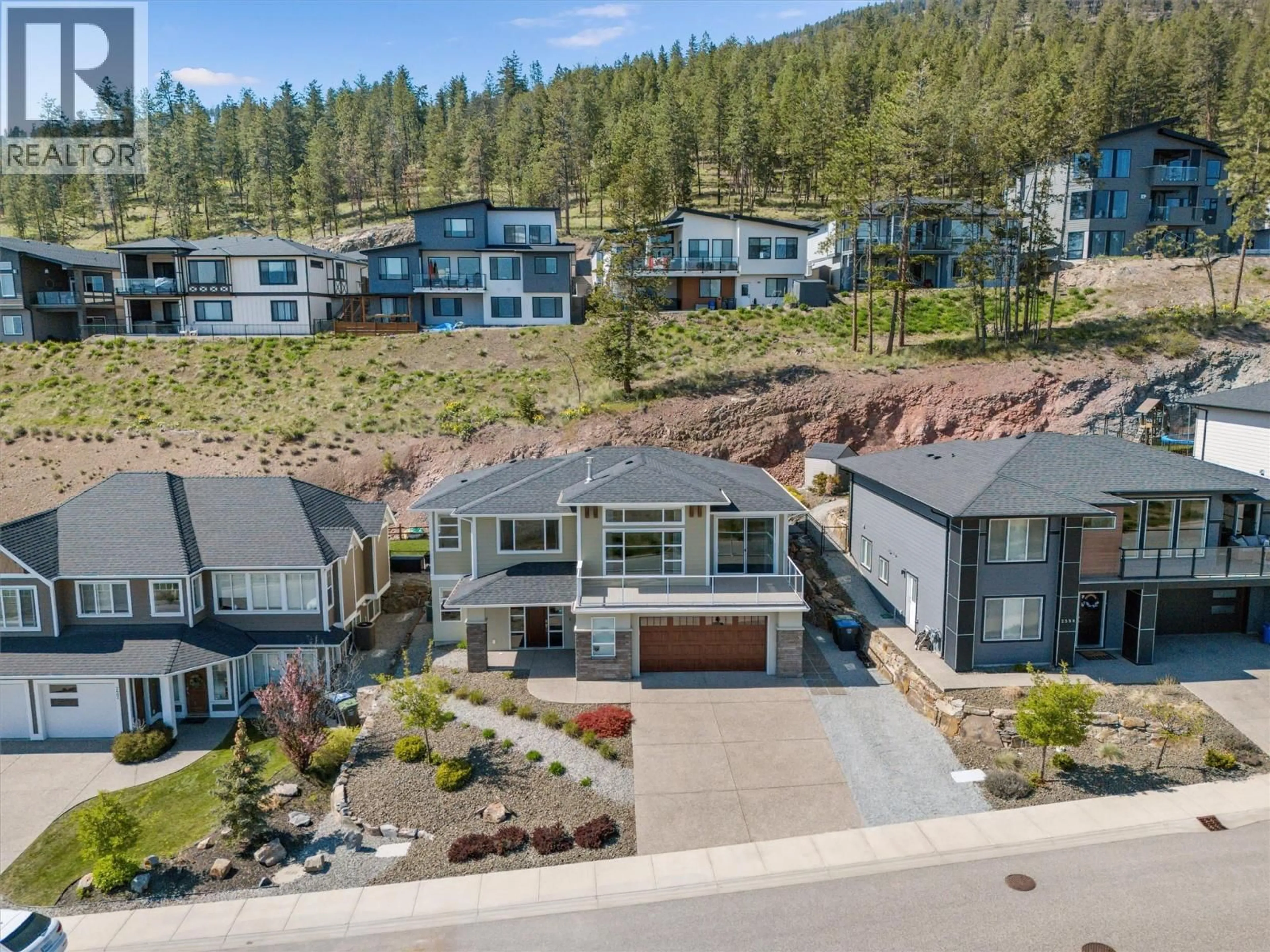 A pic from outside/outdoor area/front of a property/back of a property/a pic from drone, mountain view for 2600 PARAMOUNT DRIVE, West Kelowna British Columbia V4T3H5