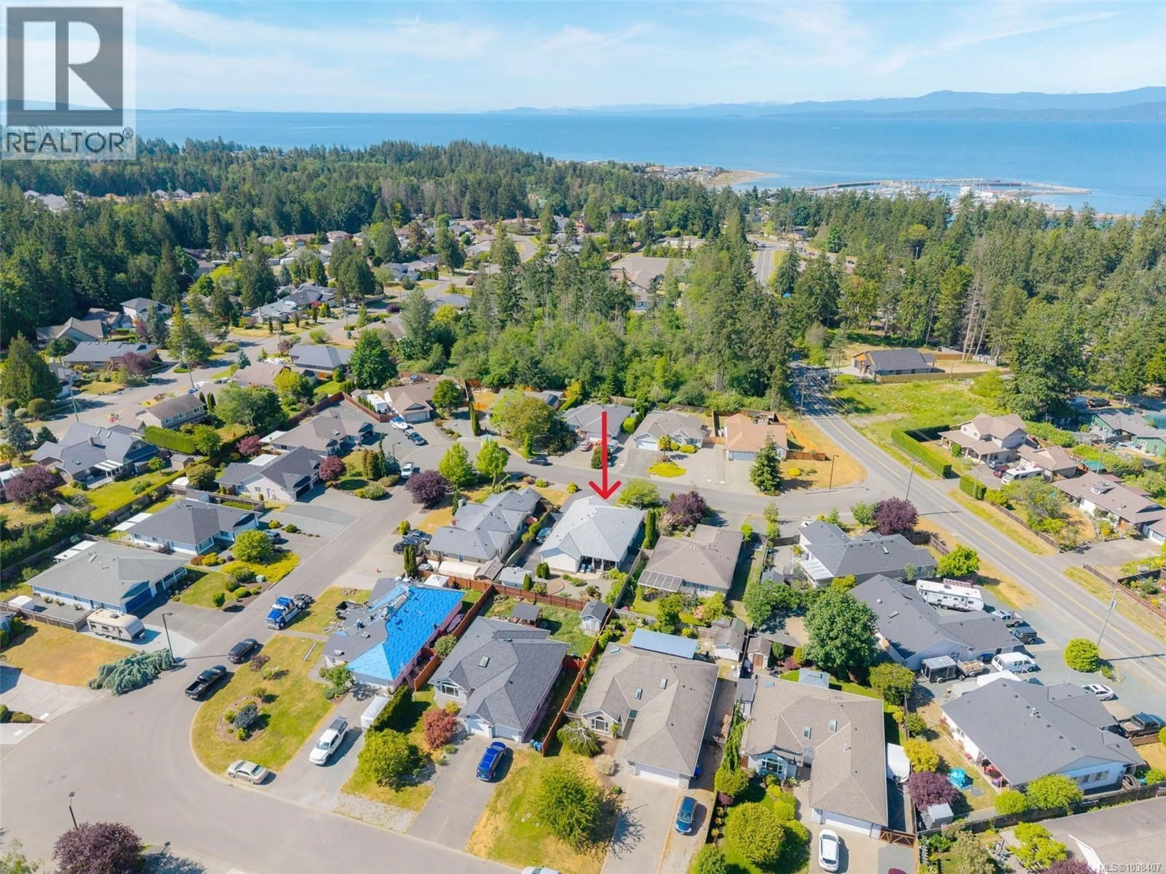A pic from outside/outdoor area/front of a property/back of a property/a pic from drone, water/lake/river/ocean view for 1085 TARA CRESCENT, Parksville British Columbia V9P2W5