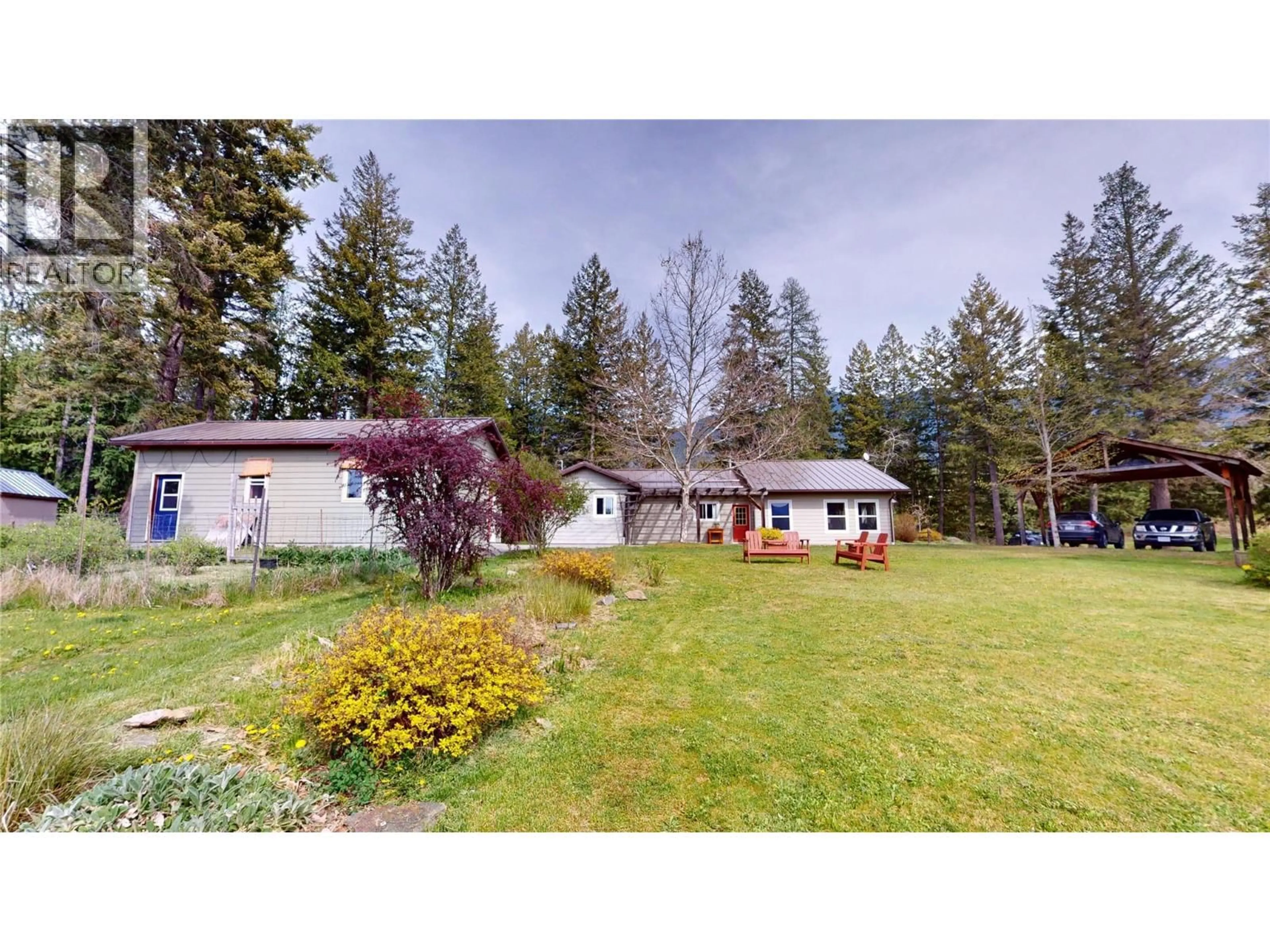 A pic from outside/outdoor area/front of a property/back of a property/a pic from drone, mountain view for 4039 ZAPP ROAD, Canyon British Columbia V0B1C1