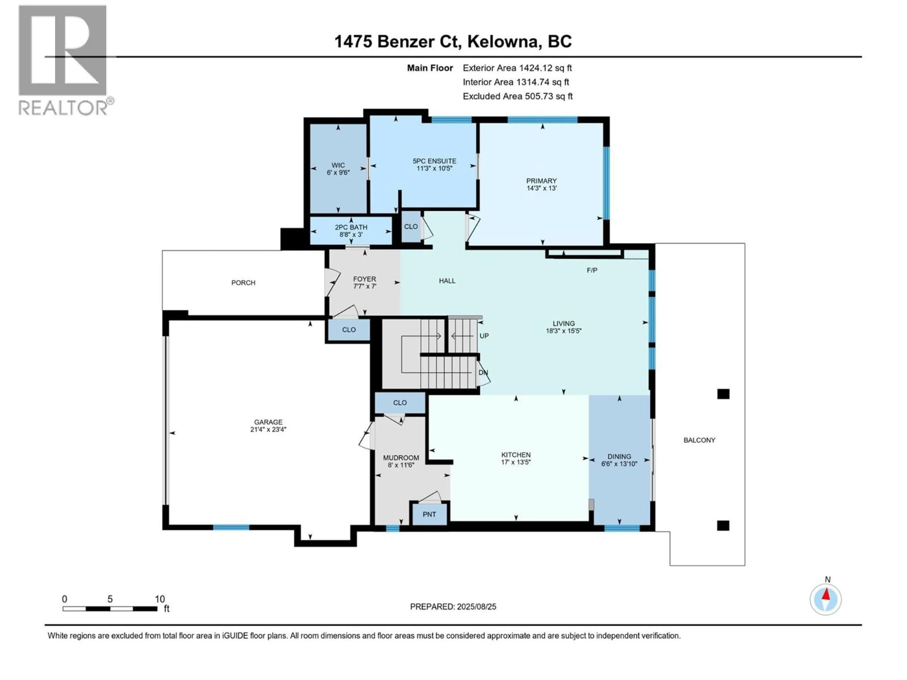Floor plan for 1475 BENZER COURT, Kelowna British Columbia V1V2Y1