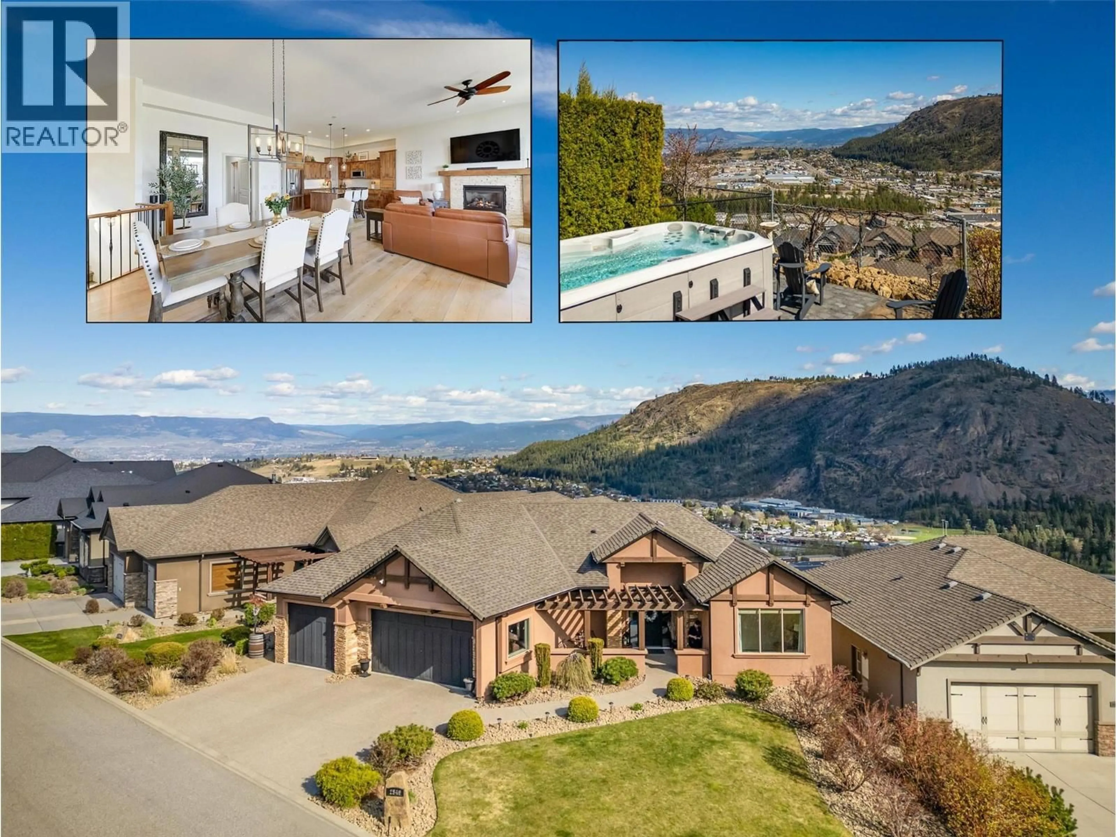 A pic from outside/outdoor area/front of a property/back of a property/a pic from drone, mountain view for 2546 HEDGESTONE DRIVE, West Kelowna British Columbia V4T2Y3