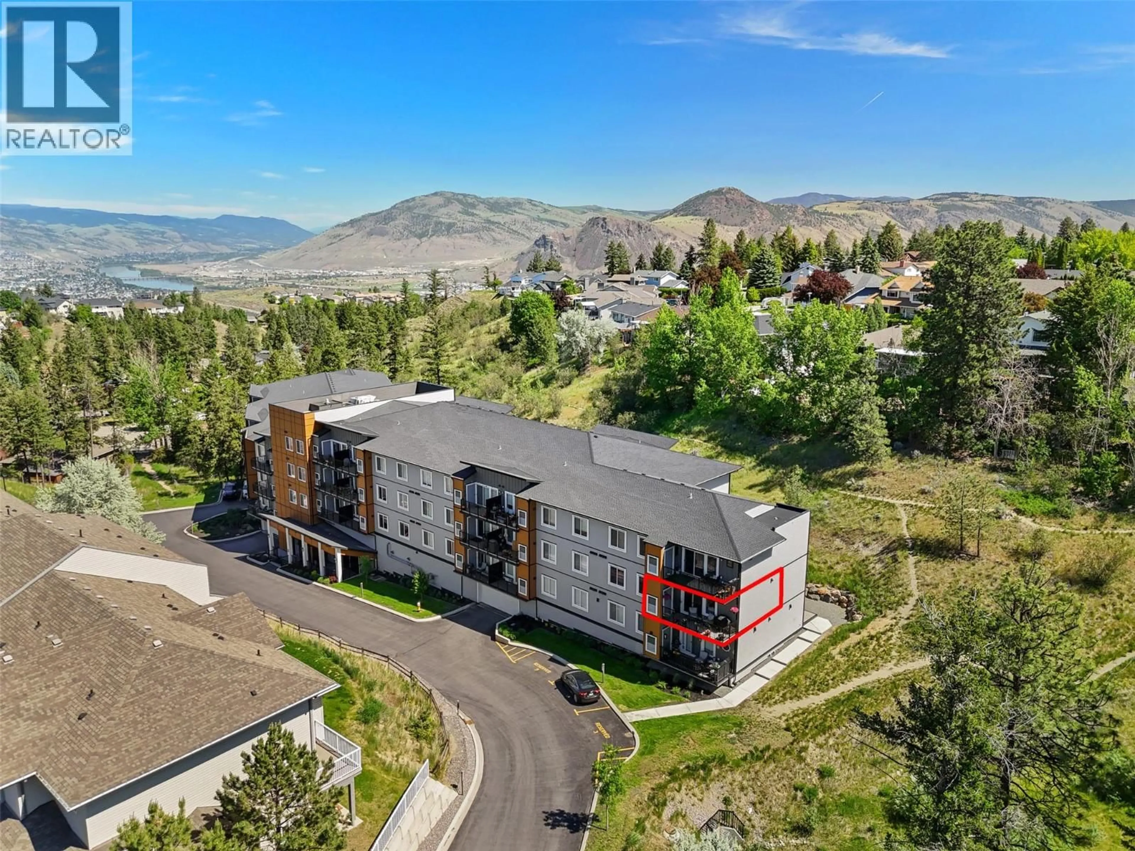A pic from outside/outdoor area/front of a property/back of a property/a pic from drone, mountain view for 314 - 2046 ROBSON PLACE, Kamloops British Columbia V2E0A5