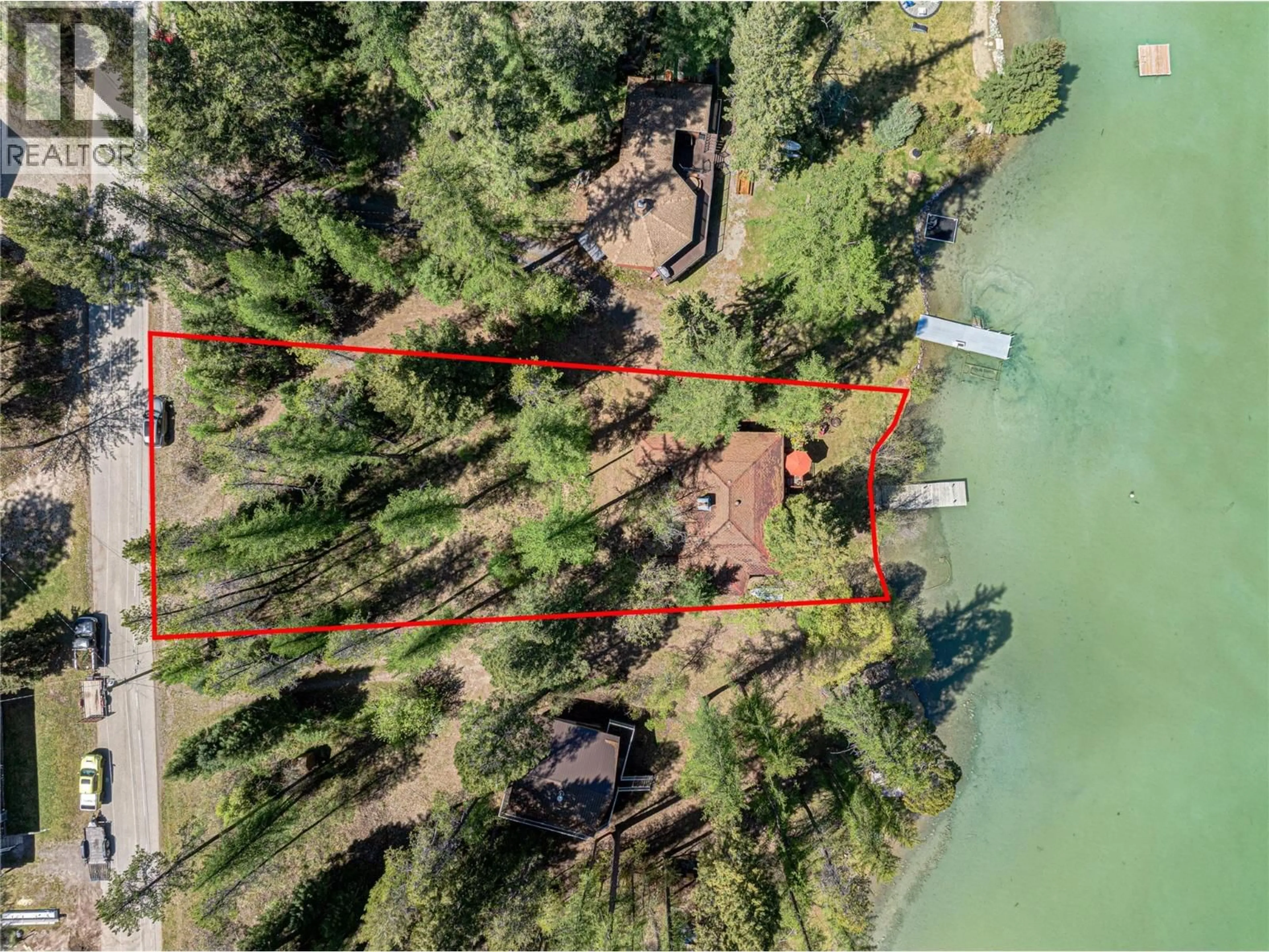 A pic from outside/outdoor area/front of a property/back of a property/a pic from drone, water/lake/river/ocean view for 6832 LEGION ROAD, Jaffray British Columbia V0B1T0