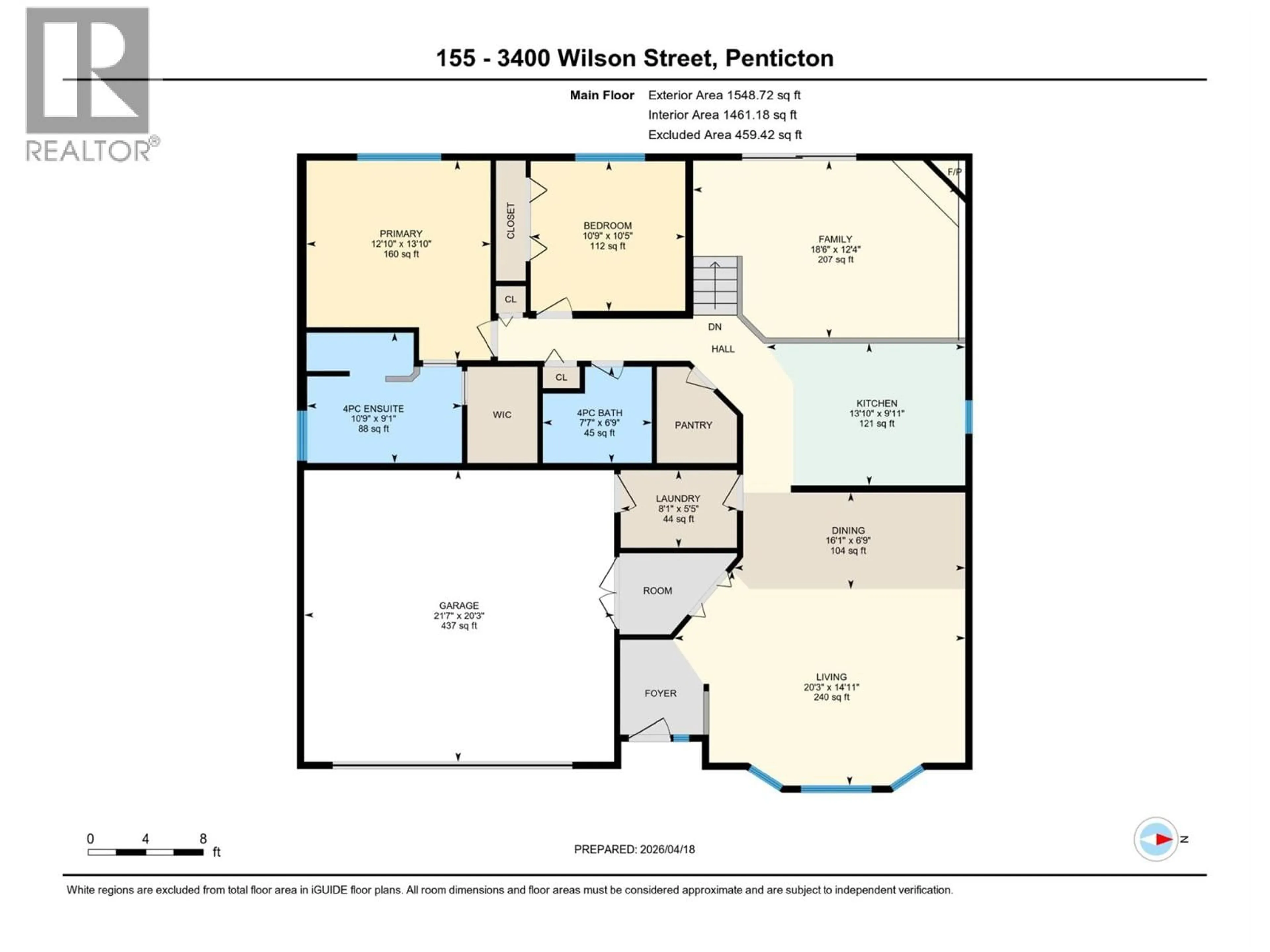Floor plan for 155 - 3400 WILSON STREET, Penticton British Columbia V2A8H9