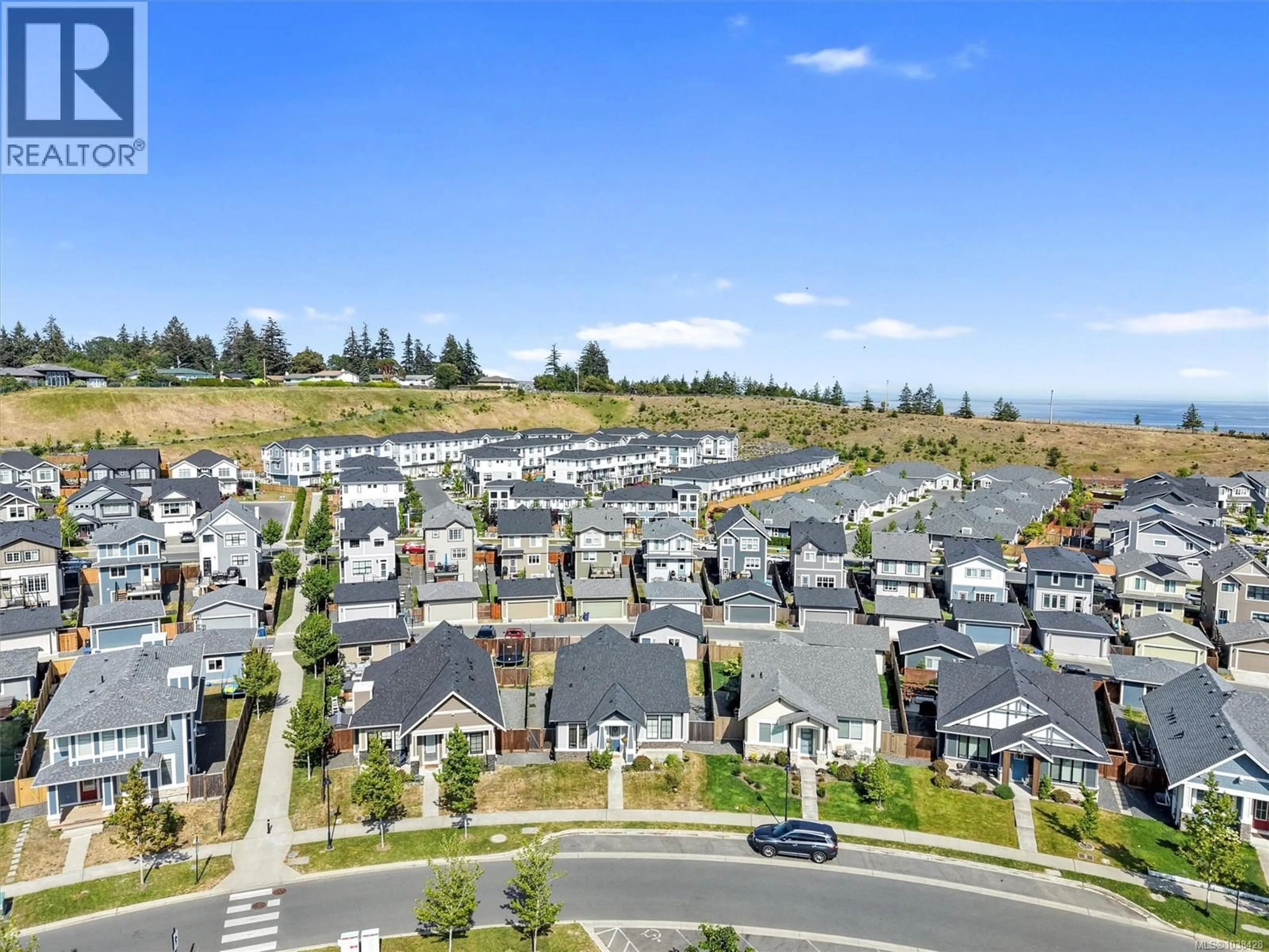 A pic from outside/outdoor area/front of a property/back of a property/a pic from drone, mountain view for 3334 TRUMPETER STREET, Colwood British Columbia V9C0P9