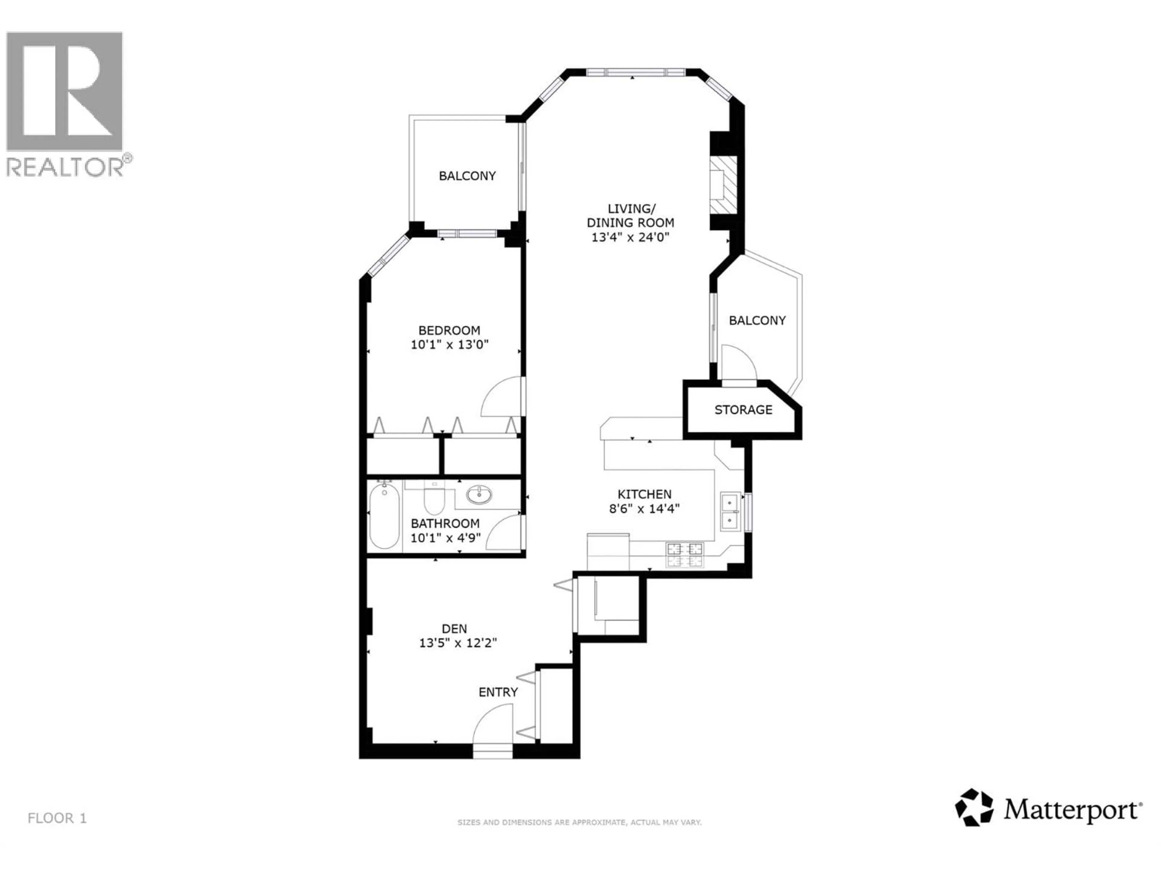 Floor plan for 1305 - 1128 SUNSET DRIVE, Kelowna British Columbia V1Y9W7