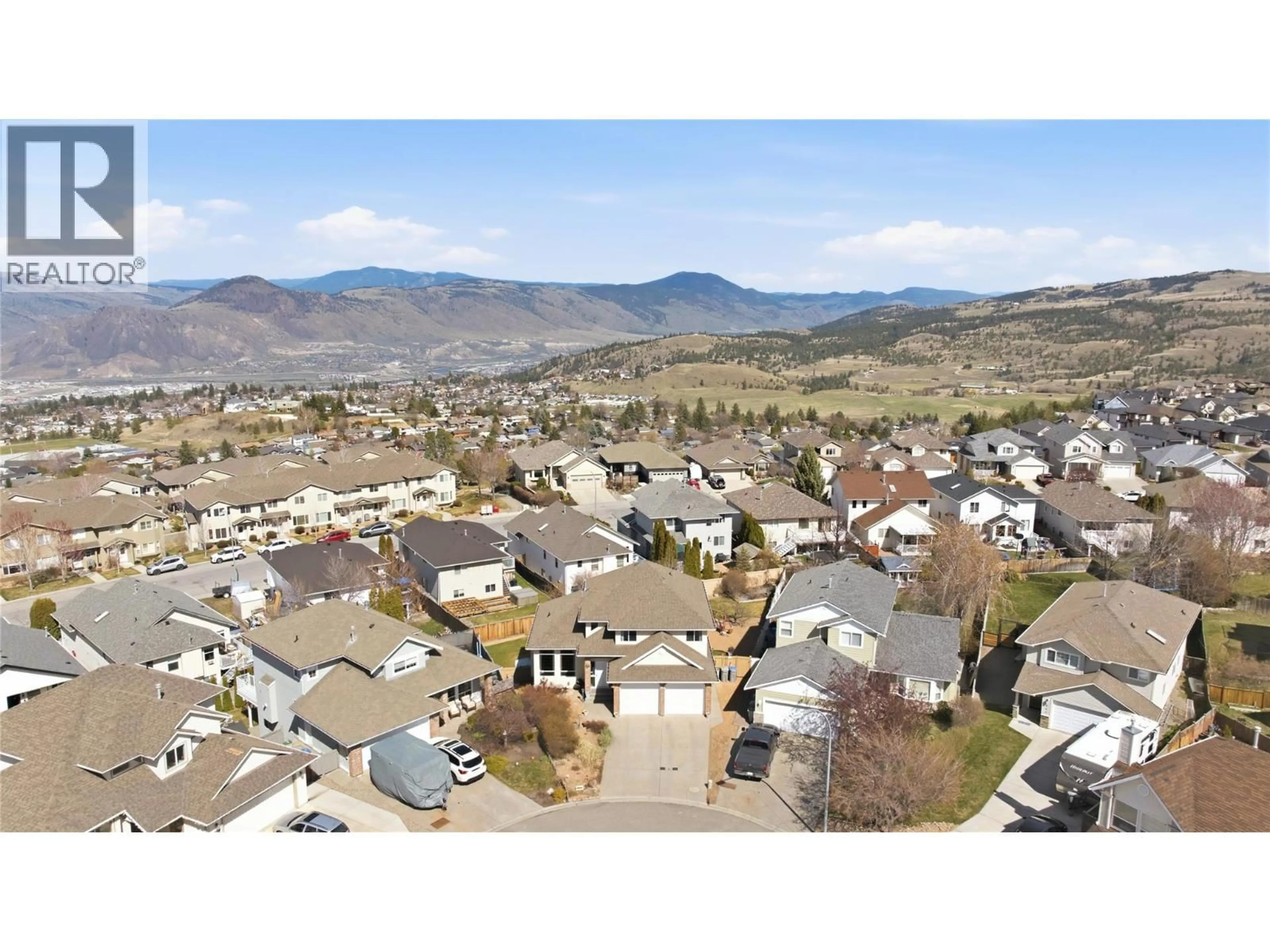 A pic from outside/outdoor area/front of a property/back of a property/a pic from drone, mountain view for 851 BRAMBLE PLACE, Kamloops British Columbia V1S1Y6