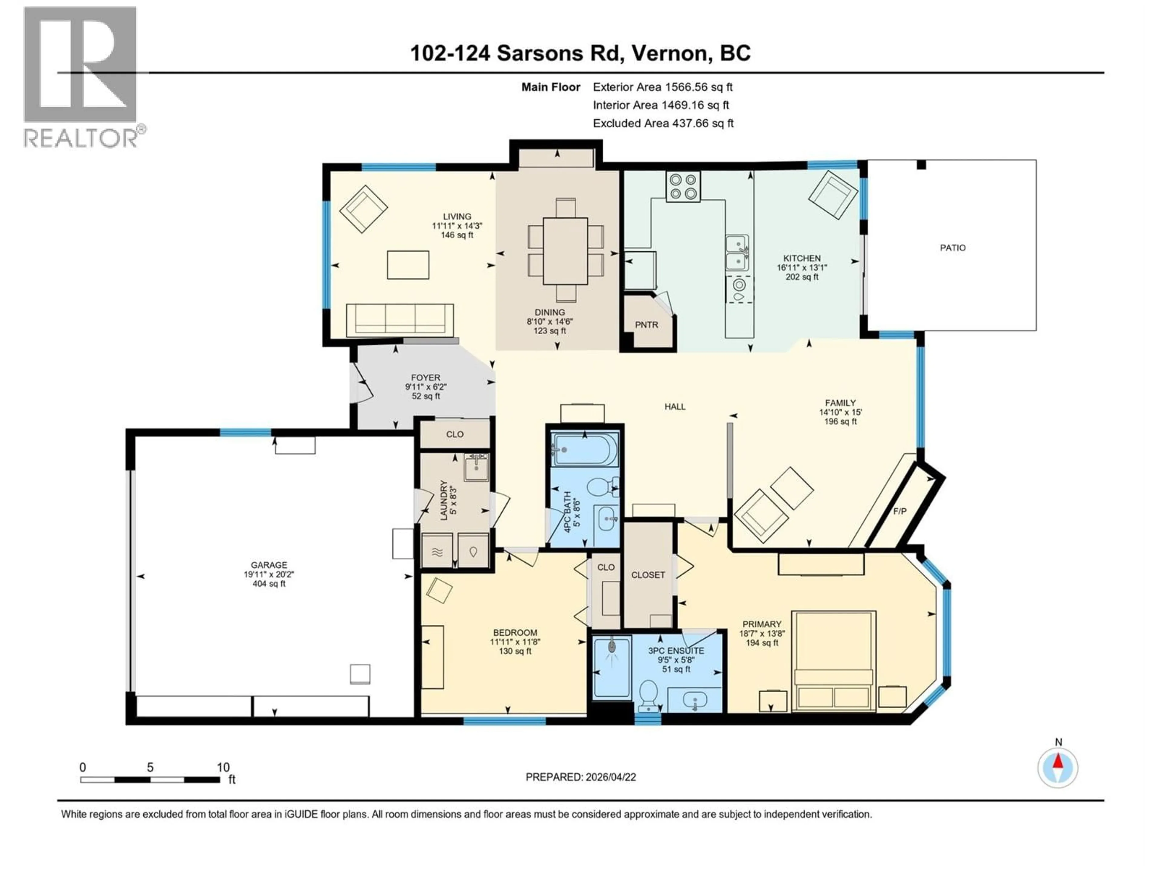 Floor plan for 102 - 124 SARSONS ROAD, Vernon British Columbia V1B2T9