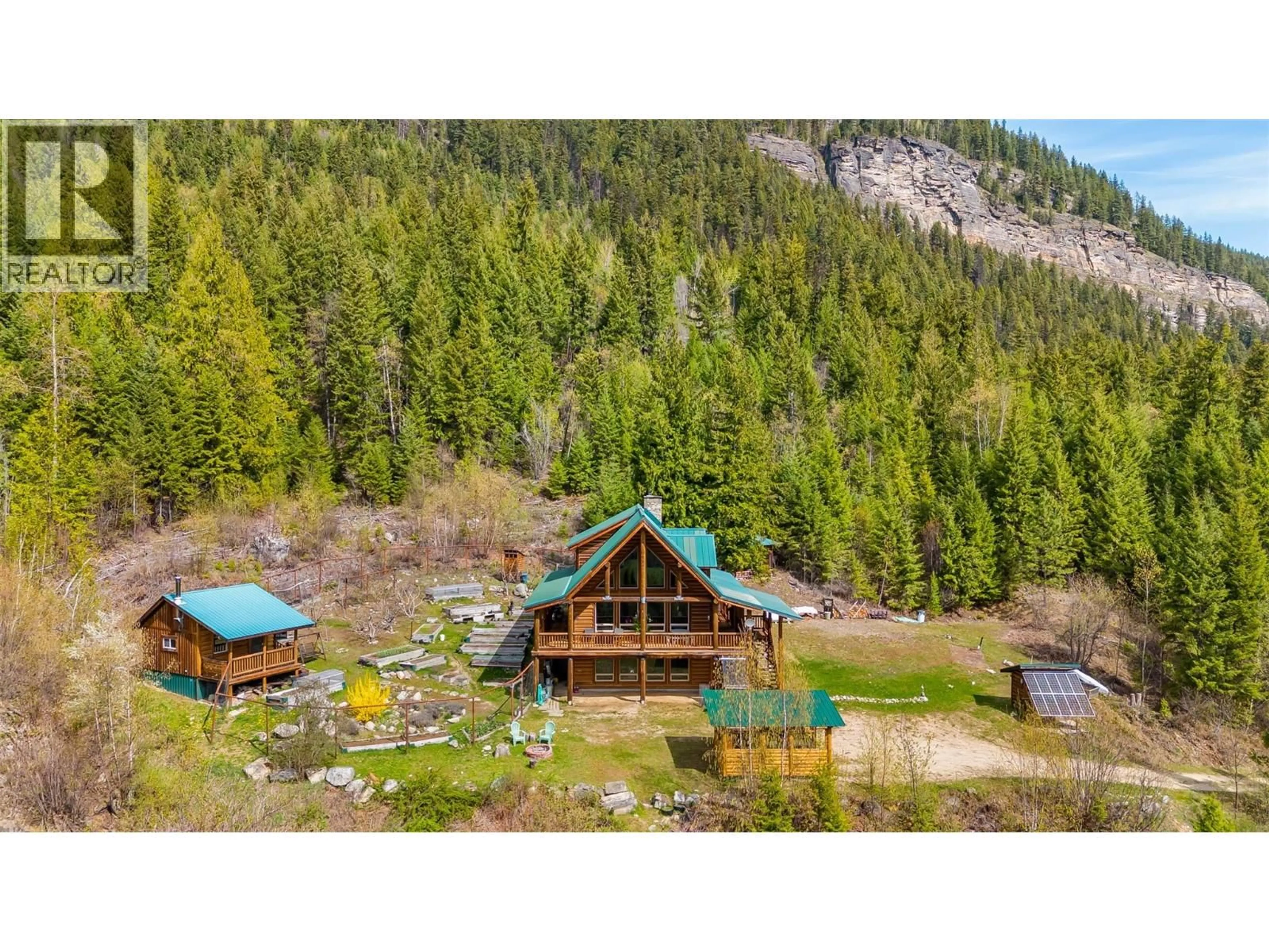 A pic from outside/outdoor area/front of a property/back of a property/a pic from drone, mountain view for 4761 SLOCAN RIVER ROAD, Winlaw British Columbia V0G2J0