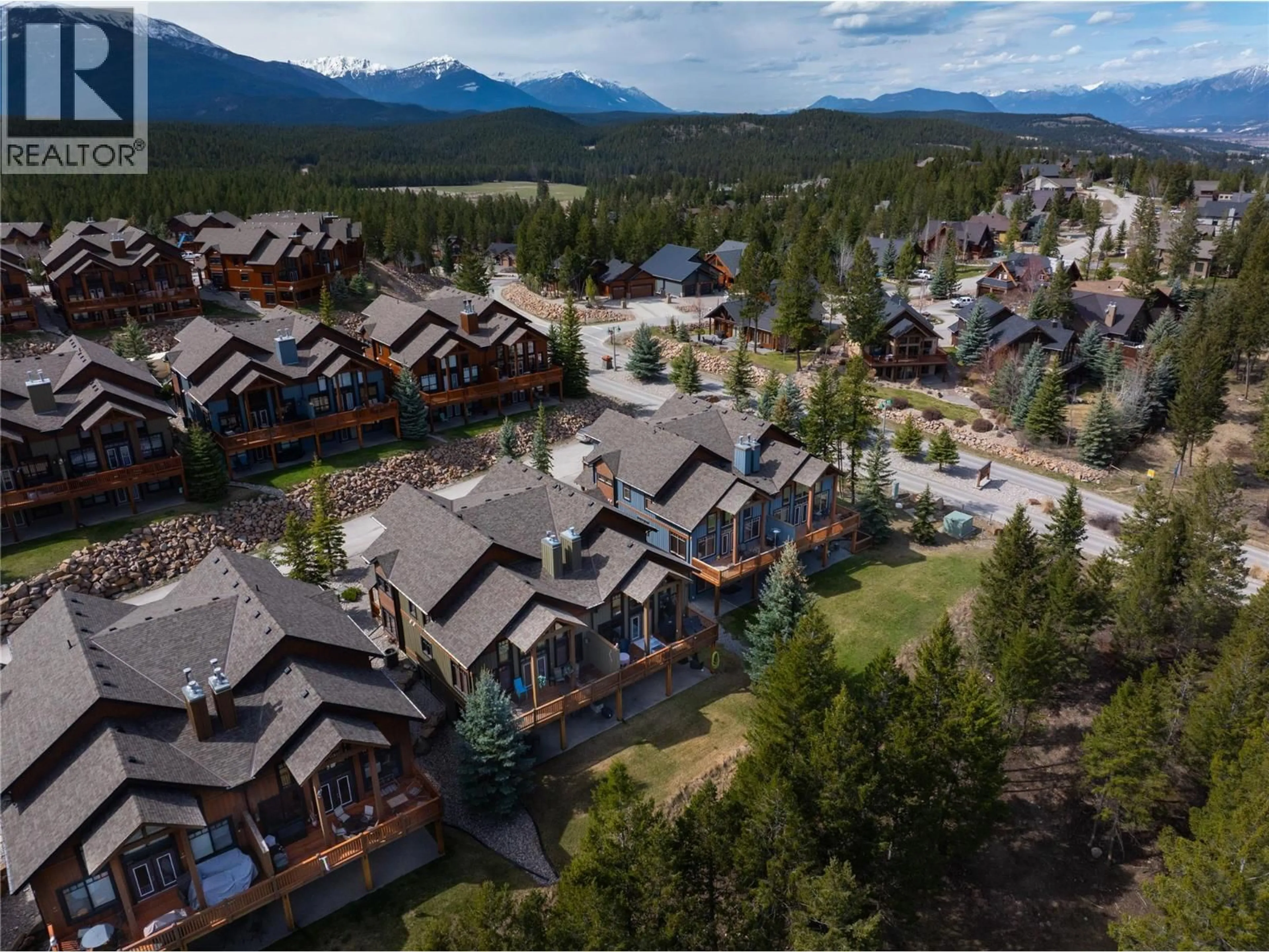 A pic from outside/outdoor area/front of a property/back of a property/a pic from drone, mountain view for 3 - 2600 RIVERROCK WAY, Invermere British Columbia V0A1K6
