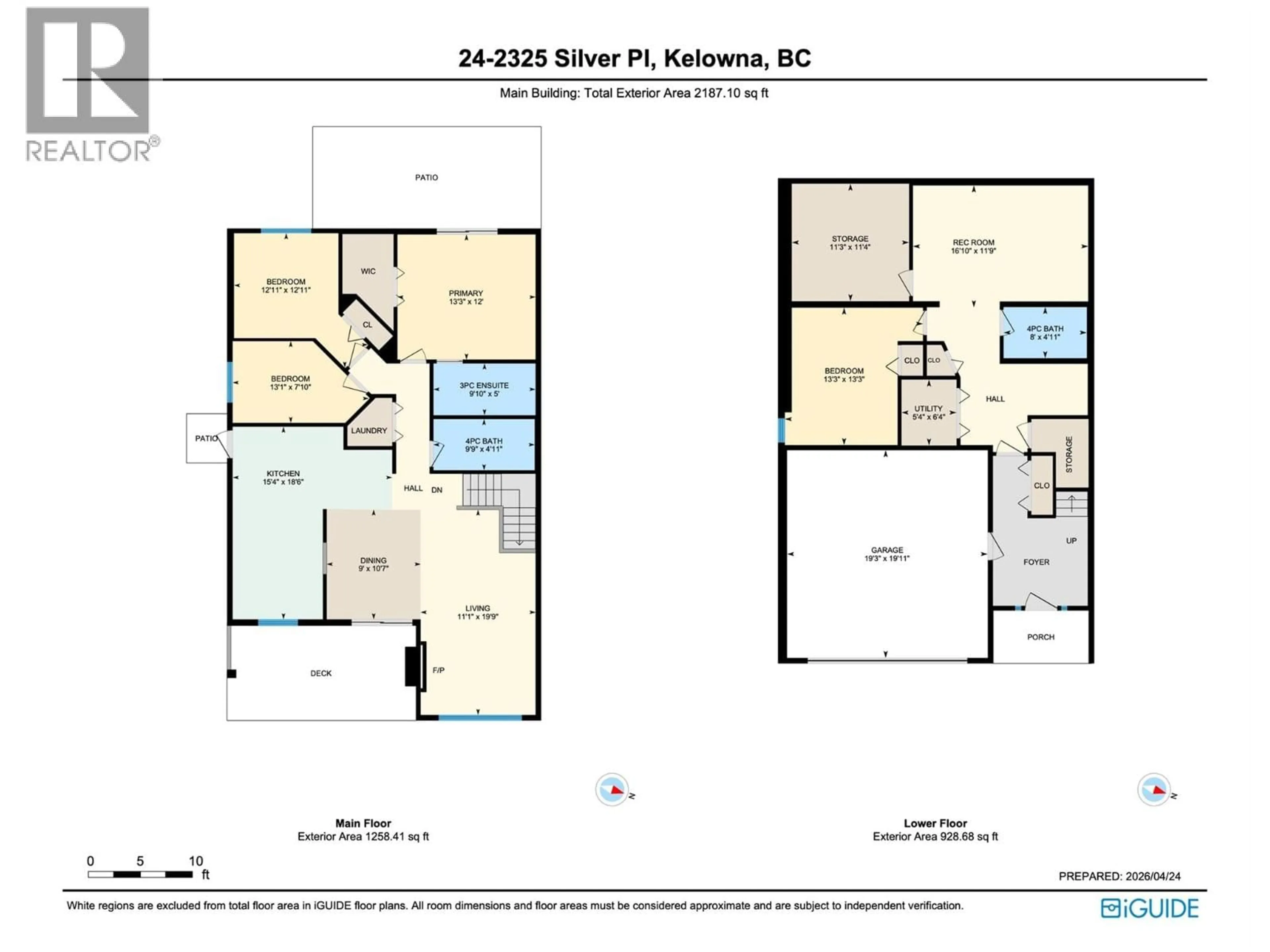 Floor plan for 24 - 2325 SILVER PLACE, Kelowna British Columbia V1V2L5