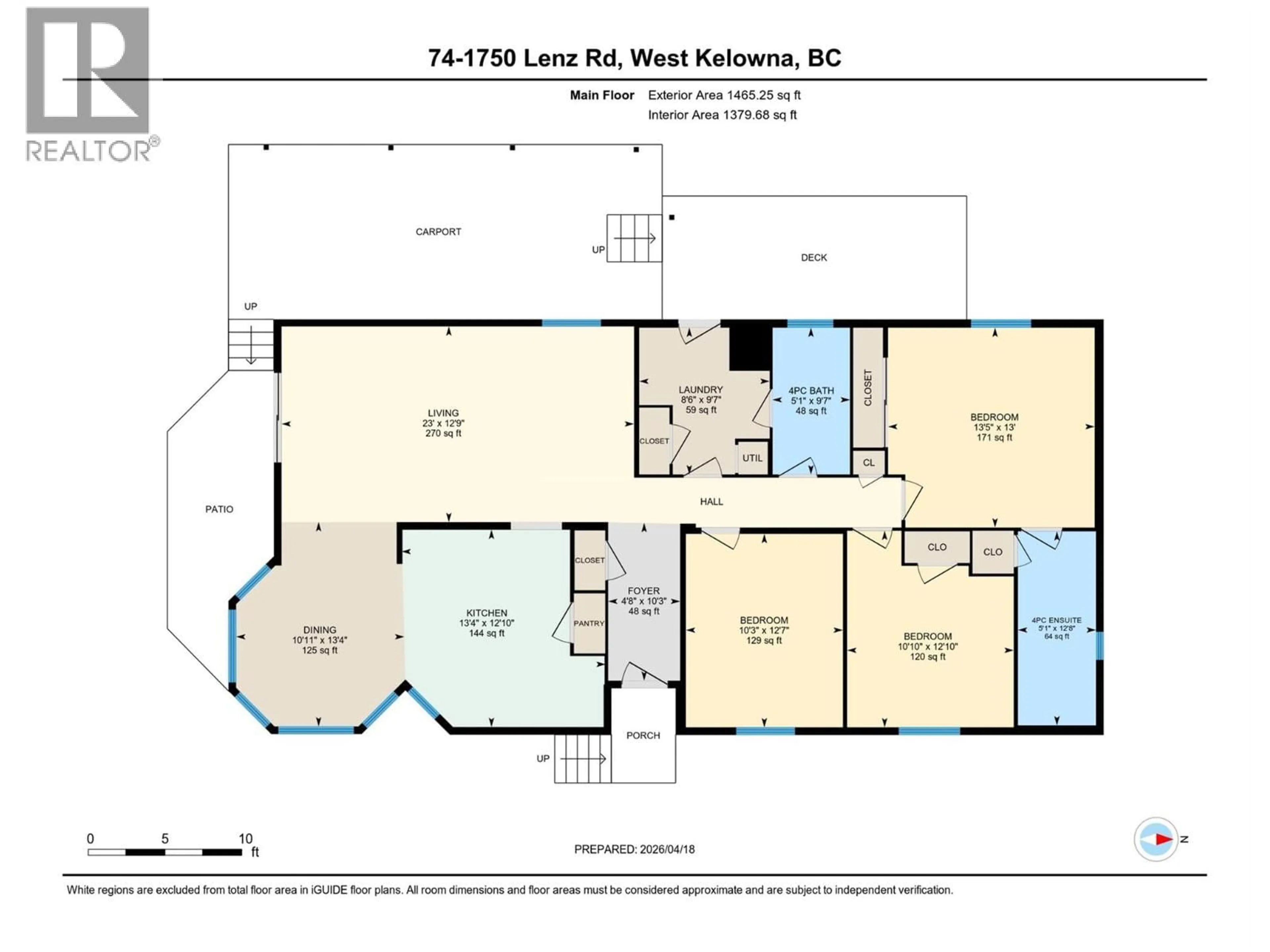 Floor plan for 74 - 1750 LENZ ROAD, West Kelowna British Columbia V1Z3N1