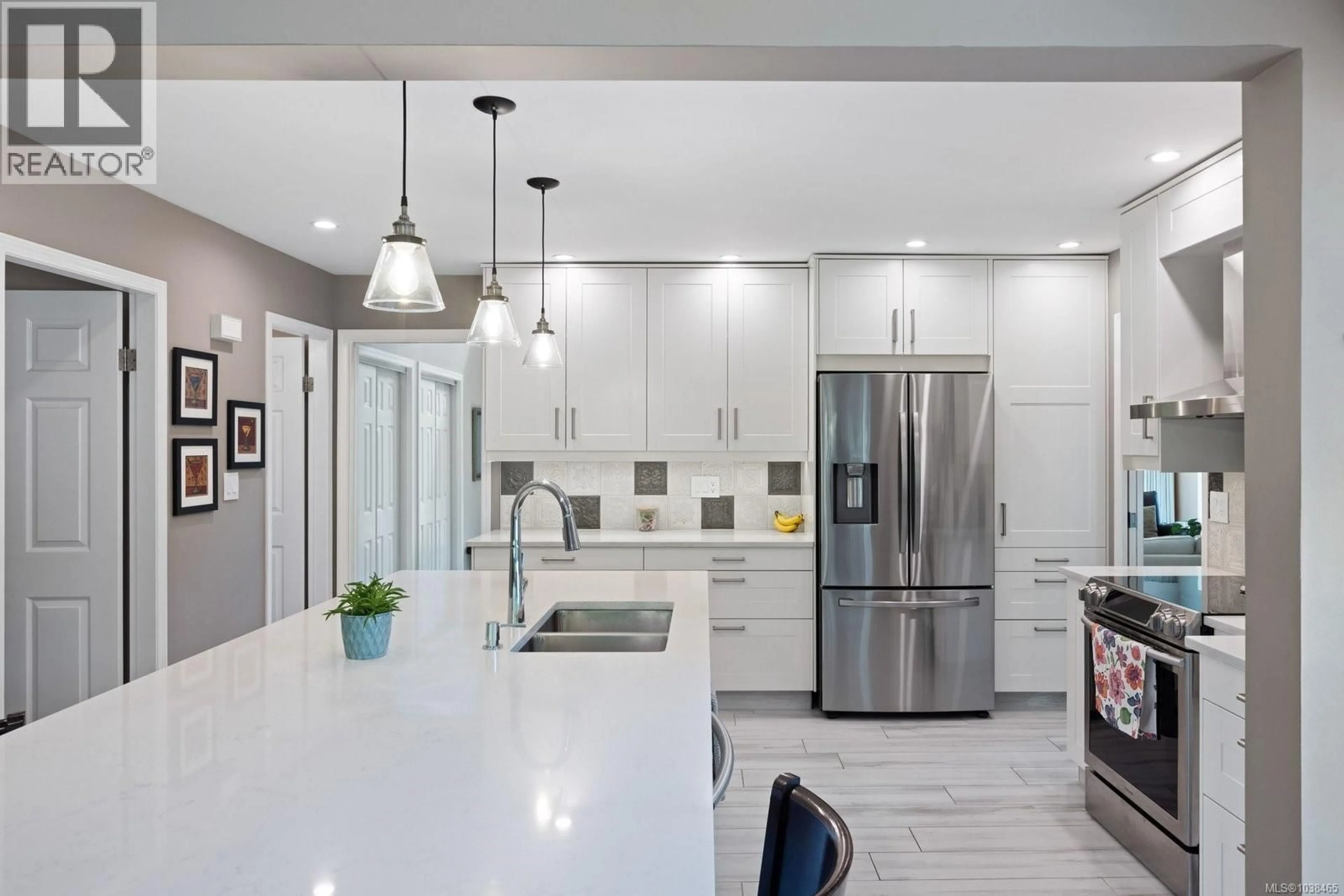 Contemporary kitchen, ceramic/tile floor for 8615 SENTINEL PLACE, North Saanich British Columbia V8L4Z8