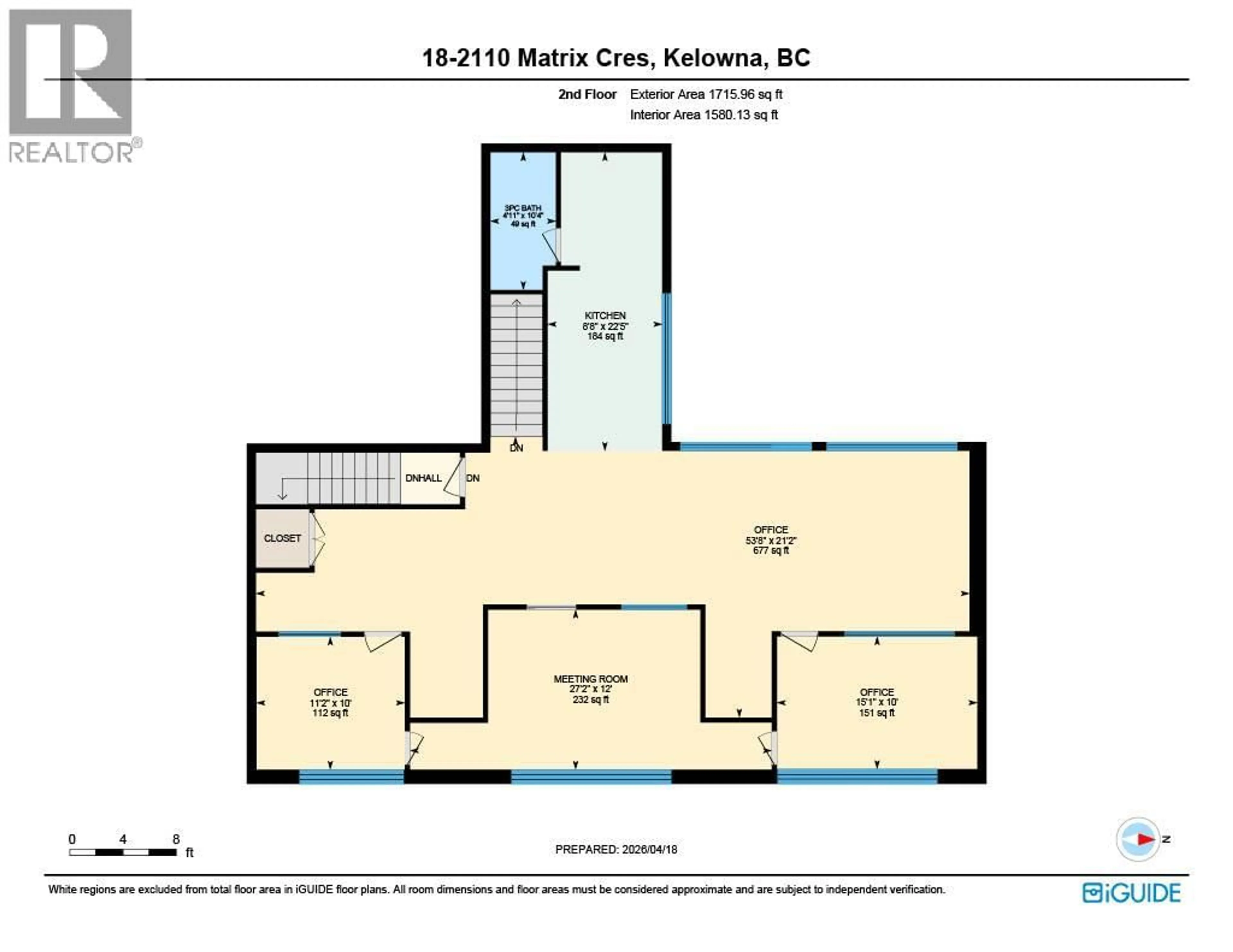 Floor plan for 18 - 2110 MATRIX CRESCENT, Kelowna British Columbia V1V0C1