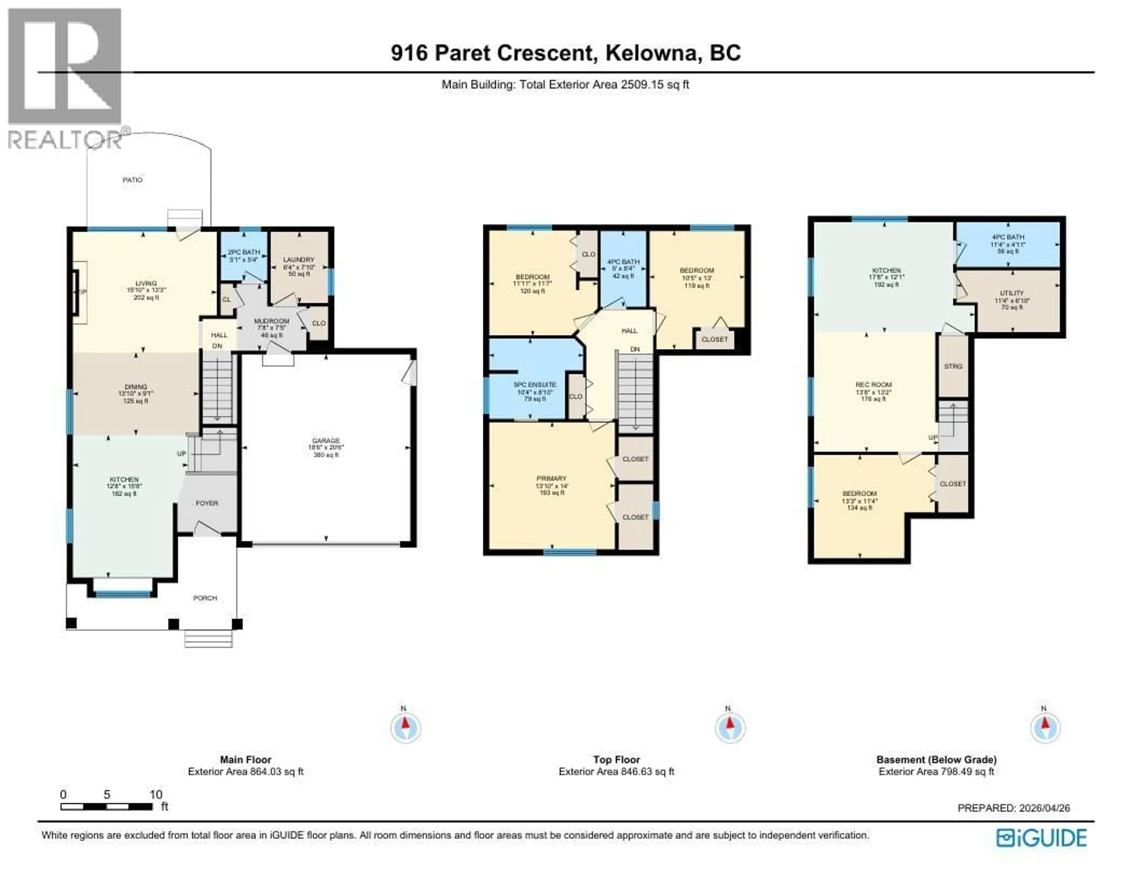 Floor plan for 916 PARET CRESCENT, Kelowna British Columbia V1W4X8