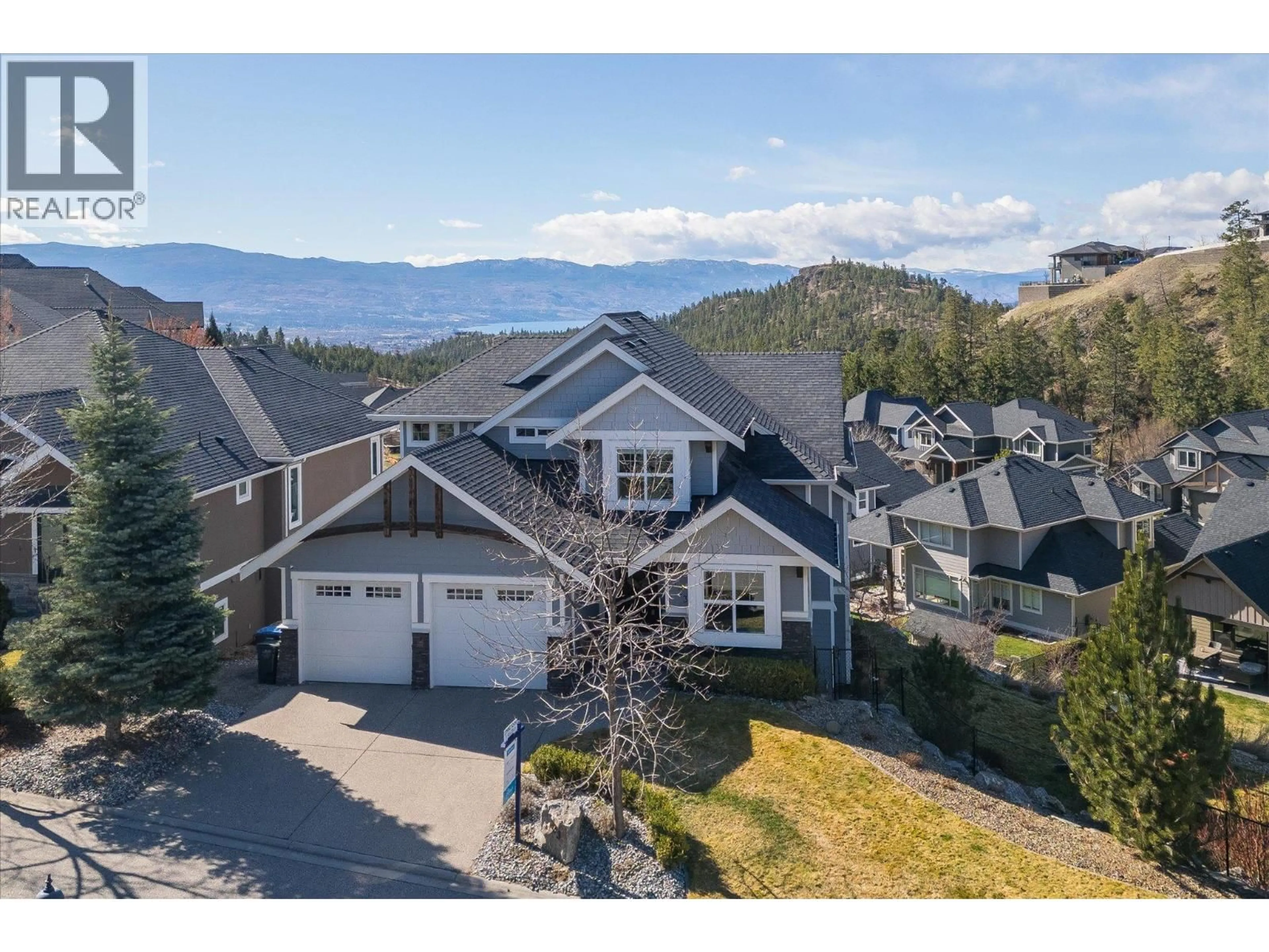 A pic from outside/outdoor area/front of a property/back of a property/a pic from drone, mountain view for 123 LOST CREEK COURT, Kelowna British Columbia V1V3B6