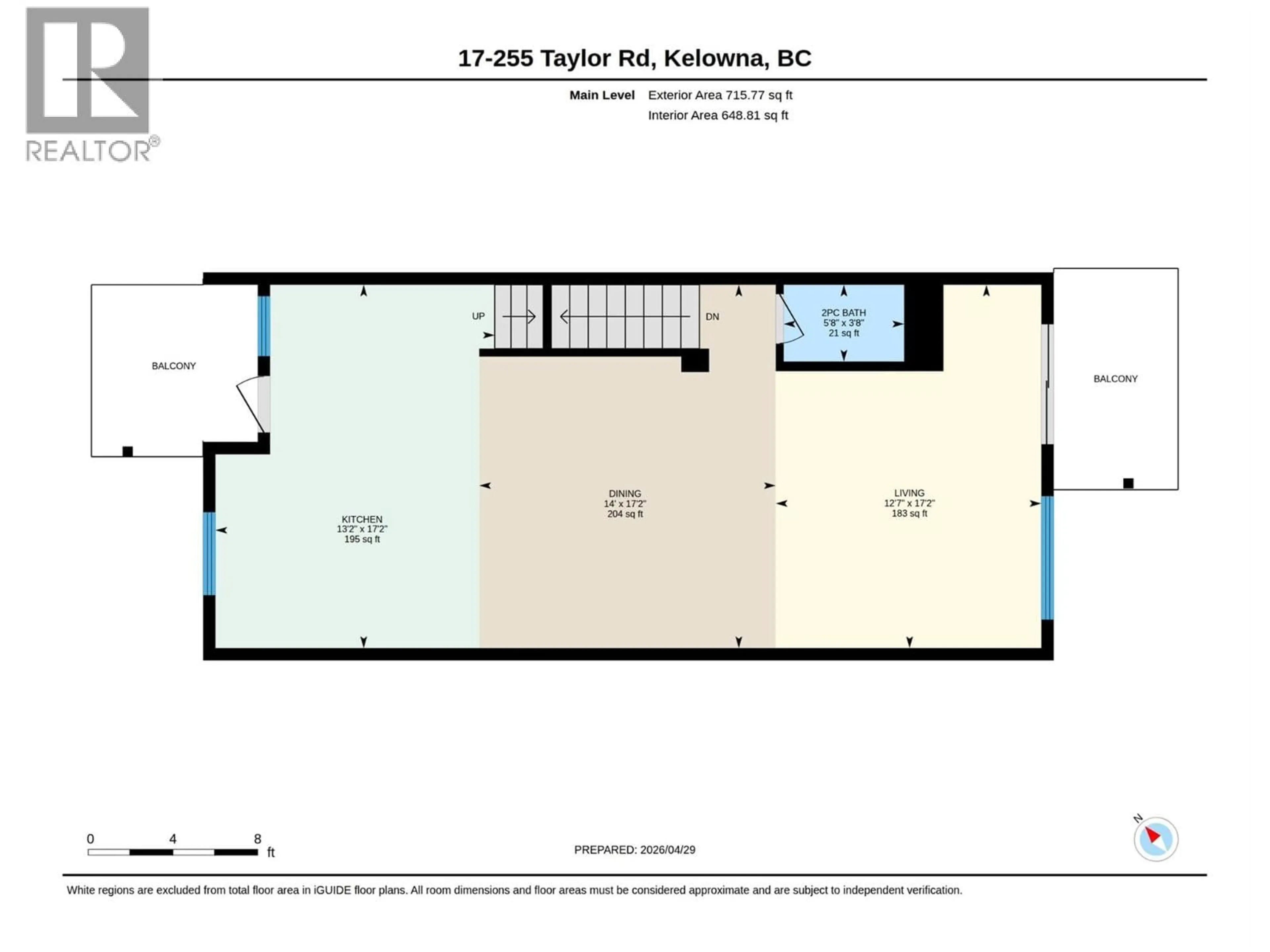 Floor plan for 17 - 255 TAYLOR ROAD, Kelowna British Columbia V1X4G1