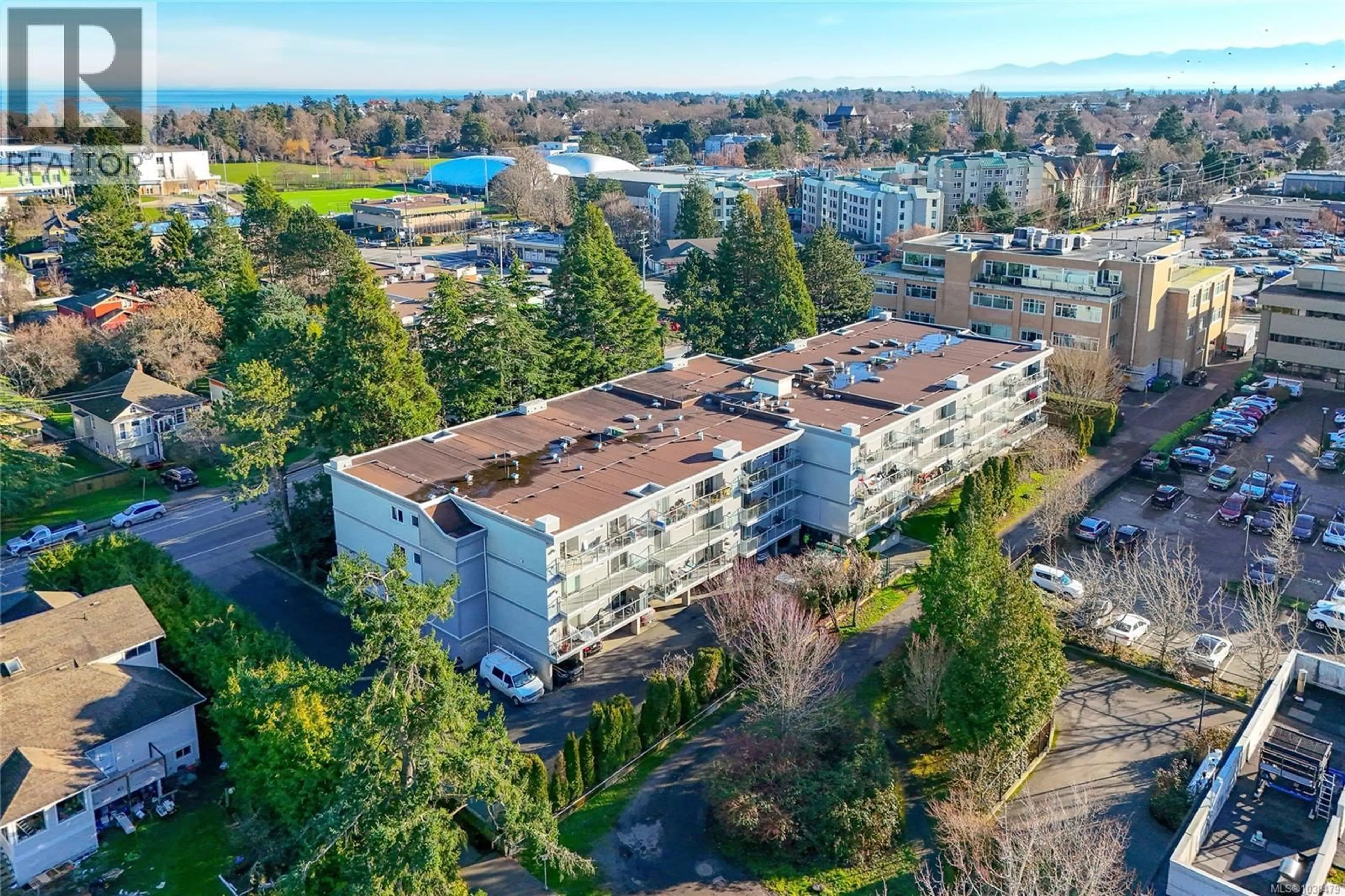 A pic from outside/outdoor area/front of a property/back of a property/a pic from drone, unknown for 411 - 2022 FOUL BAY ROAD, Victoria British Columbia V8R5A9