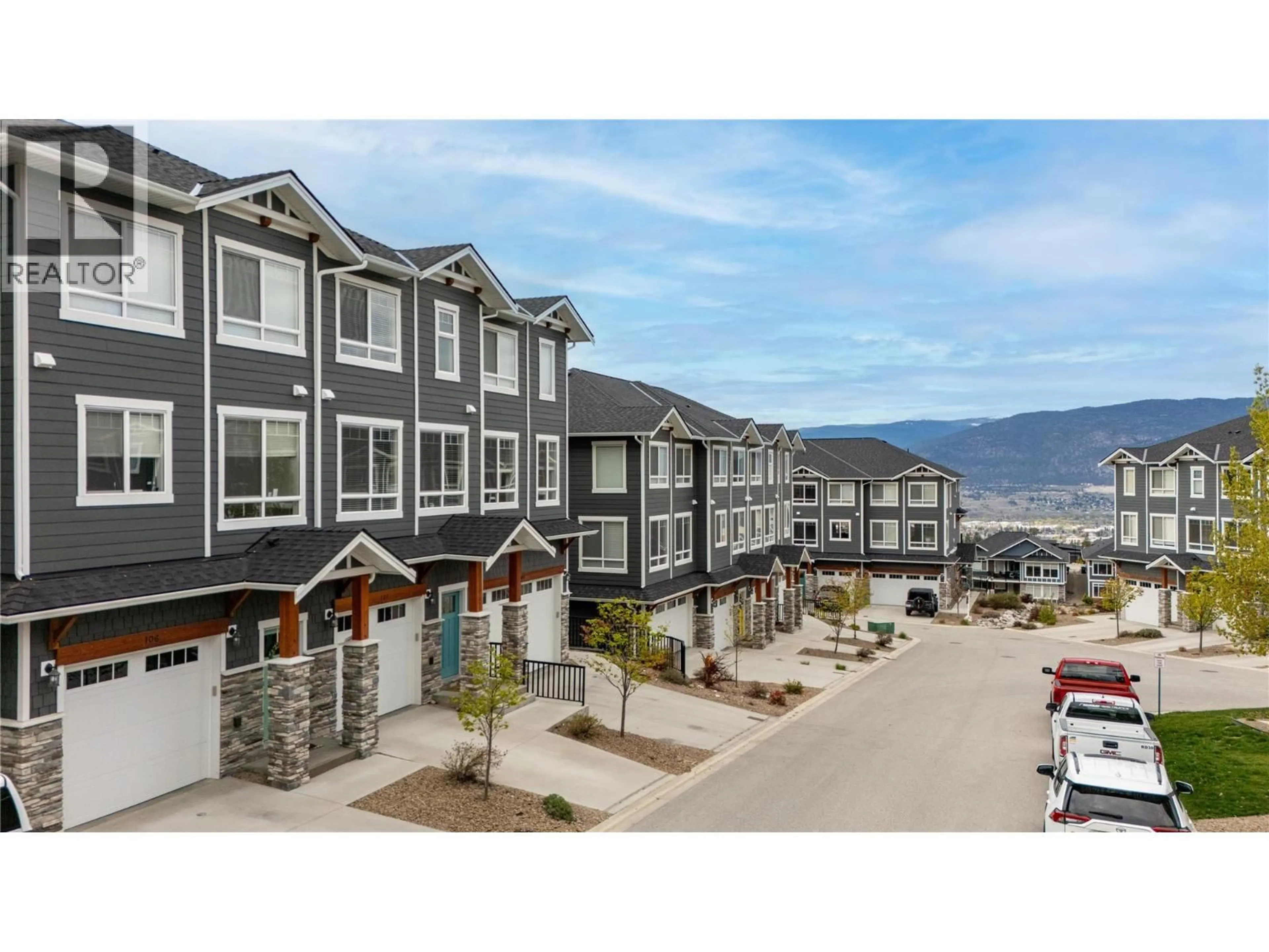 A pic from outside/outdoor area/front of a property/back of a property/a pic from drone, mountain view for 107 - 1115 HOLDEN ROAD, Penticton British Columbia V2A0B7