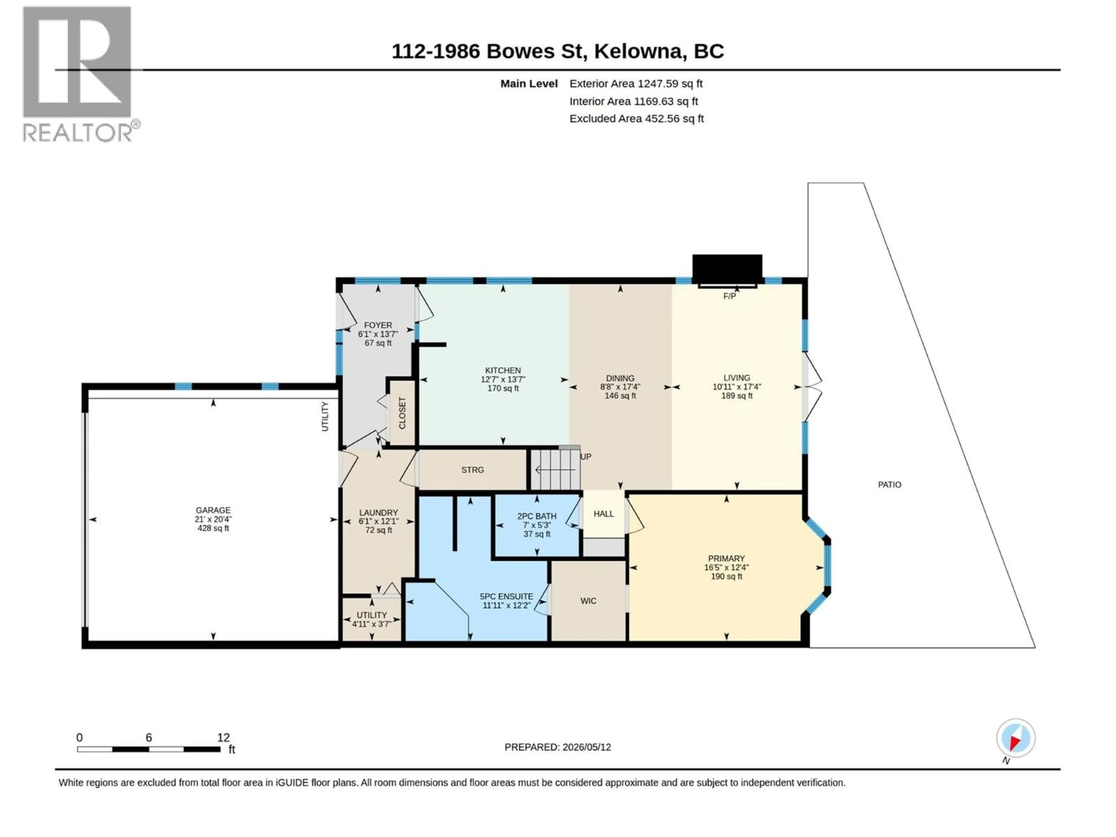 Floor plan for 112 - 1986 BOWES STREET, Kelowna British Columbia V1Y3C3