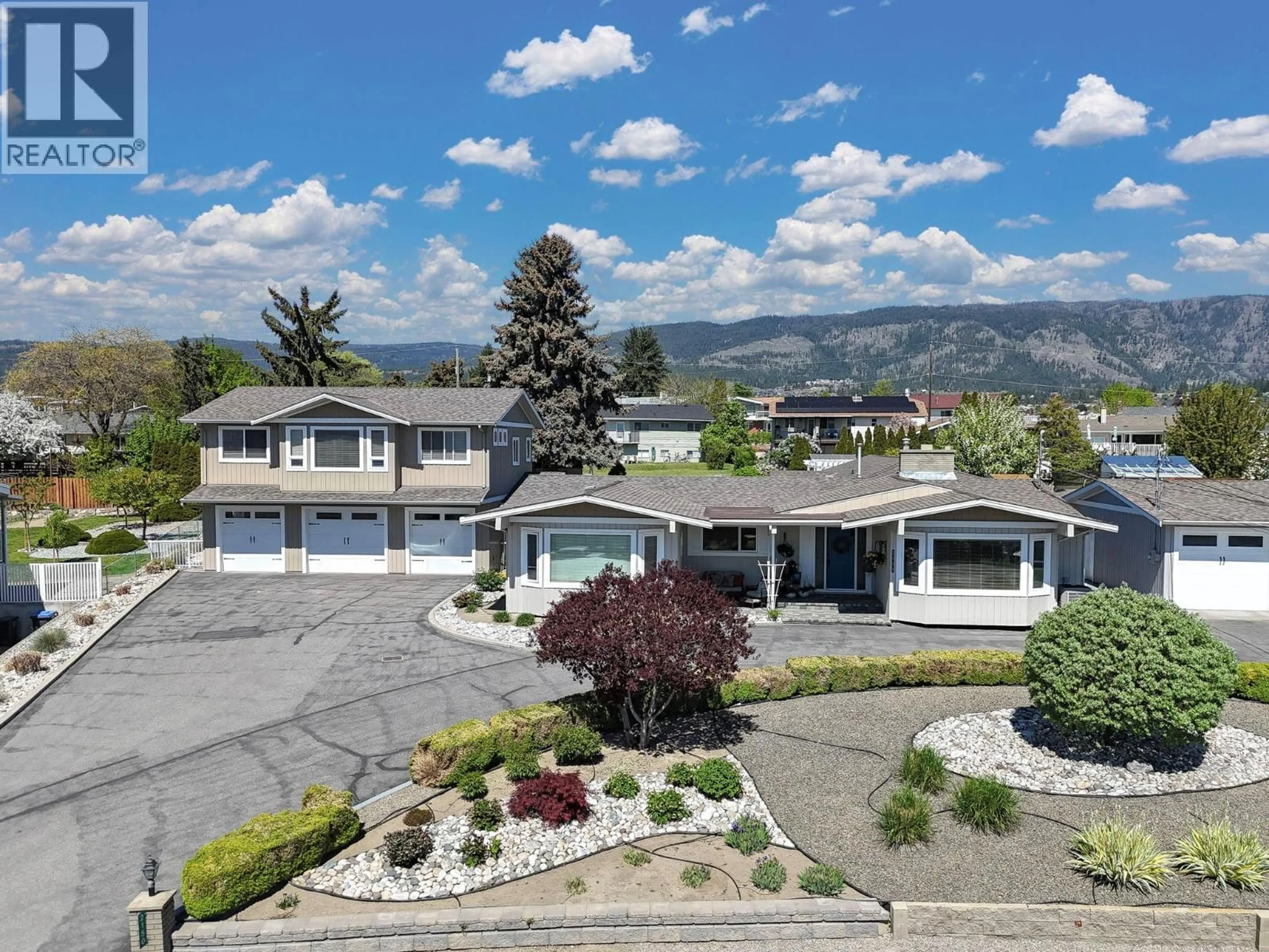 A pic from outside/outdoor area/front of a property/back of a property/a pic from drone, mountain view for 2150 WITT ROAD, West Kelowna British Columbia V4T2C4