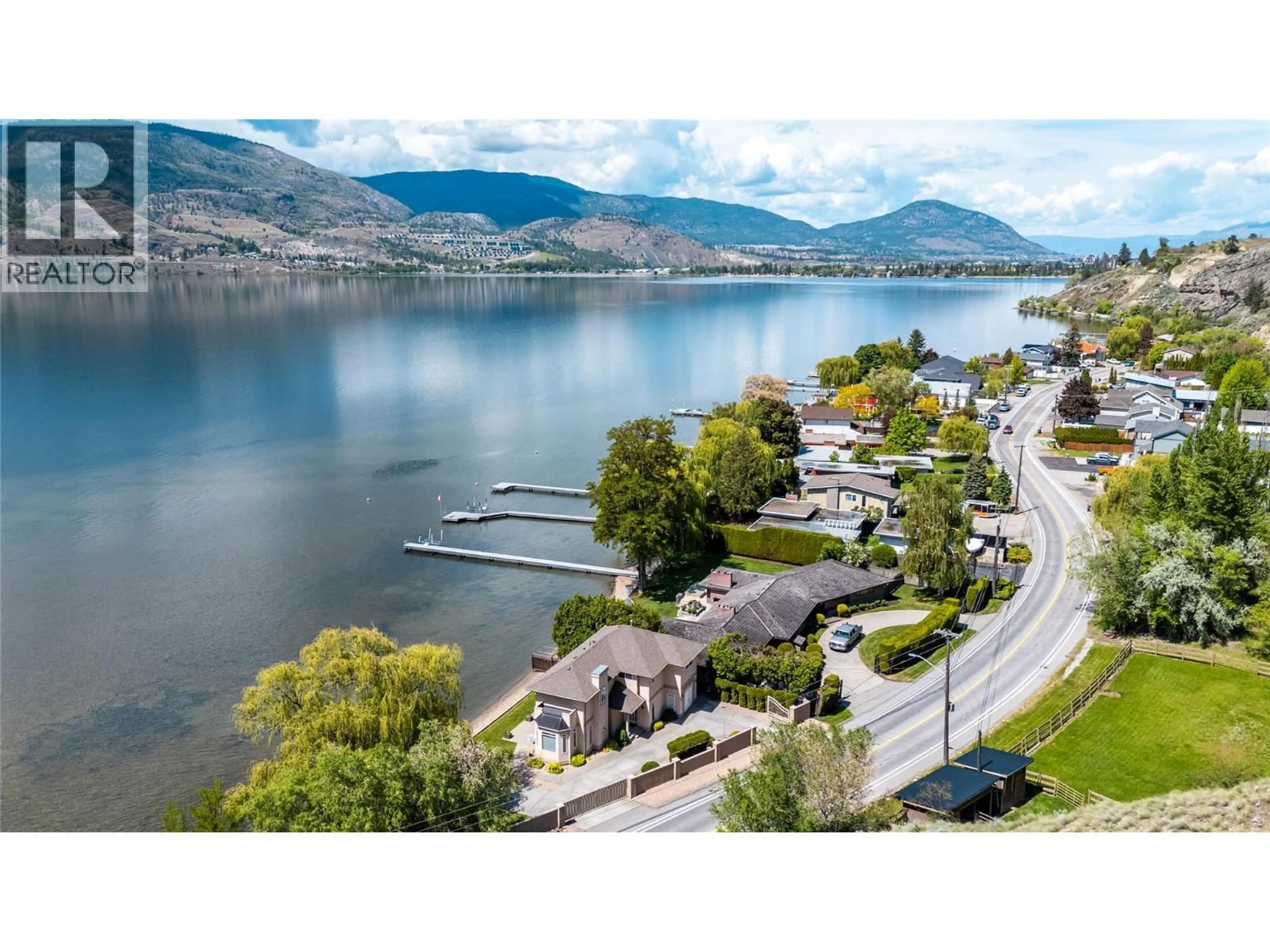 A pic from outside/outdoor area/front of a property/back of a property/a pic from drone, water/lake/river/ocean view for 4597 LAKESIDE ROAD, Penticton British Columbia V2A8W4
