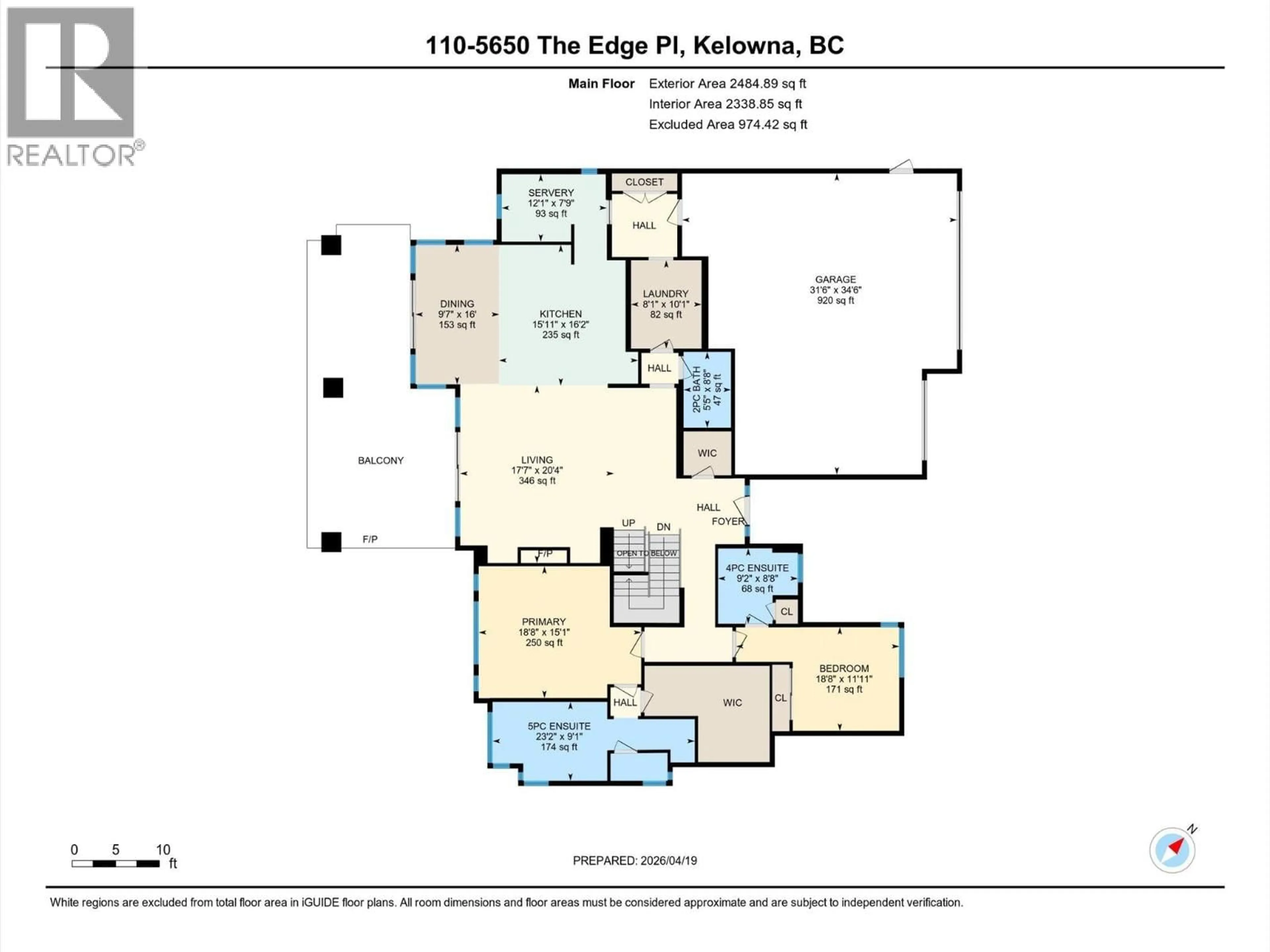 Floor plan for 110 - 5650 THE EDGE PLACE, Kelowna British Columbia V1W5M4