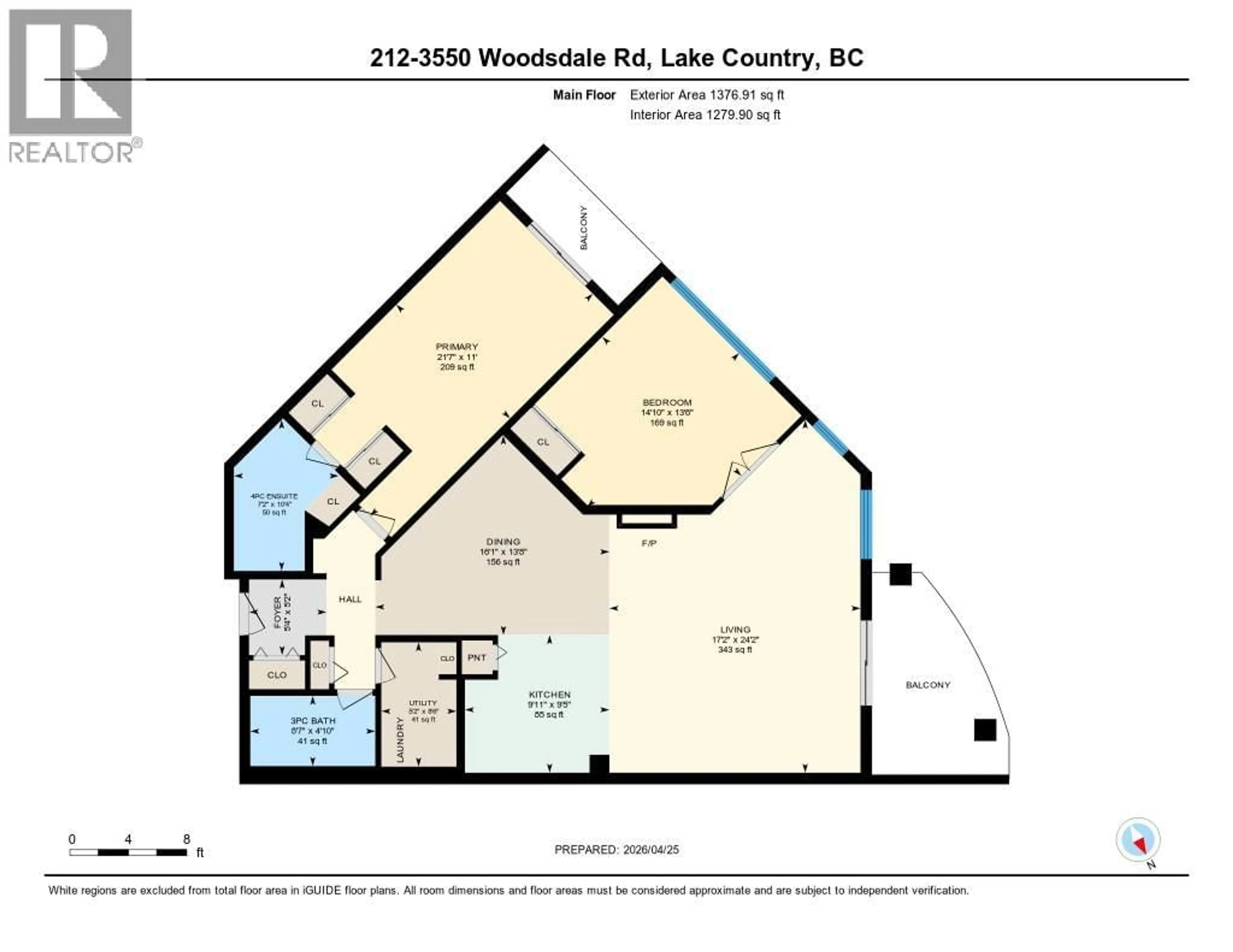 Floor plan for 212 - 3550 WOODSDALE ROAD, Lake Country British Columbia V4V2P5