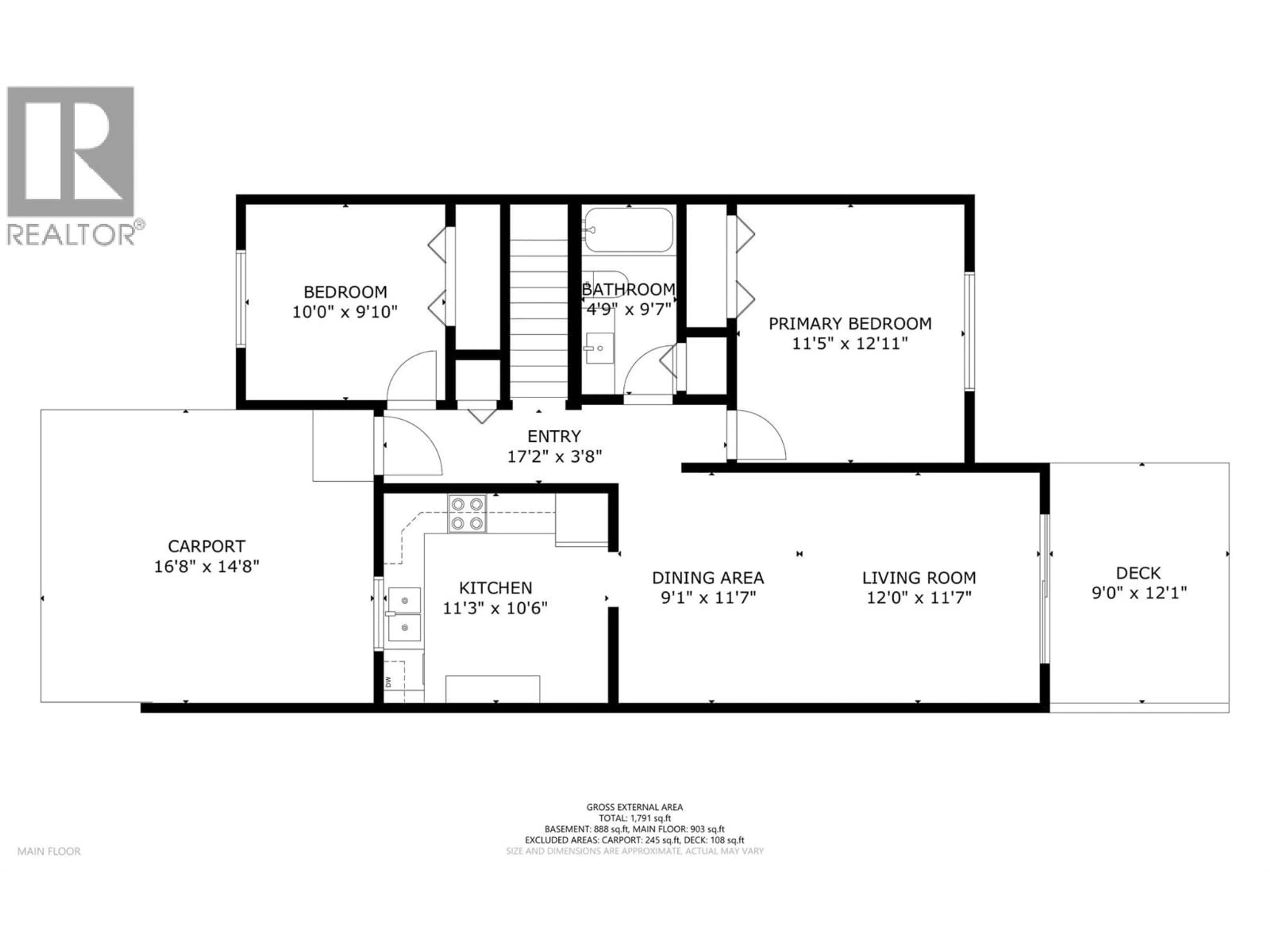 Floor plan for 102 - 1041 MIDDLETON WAY, Vernon British Columbia V1B2N3