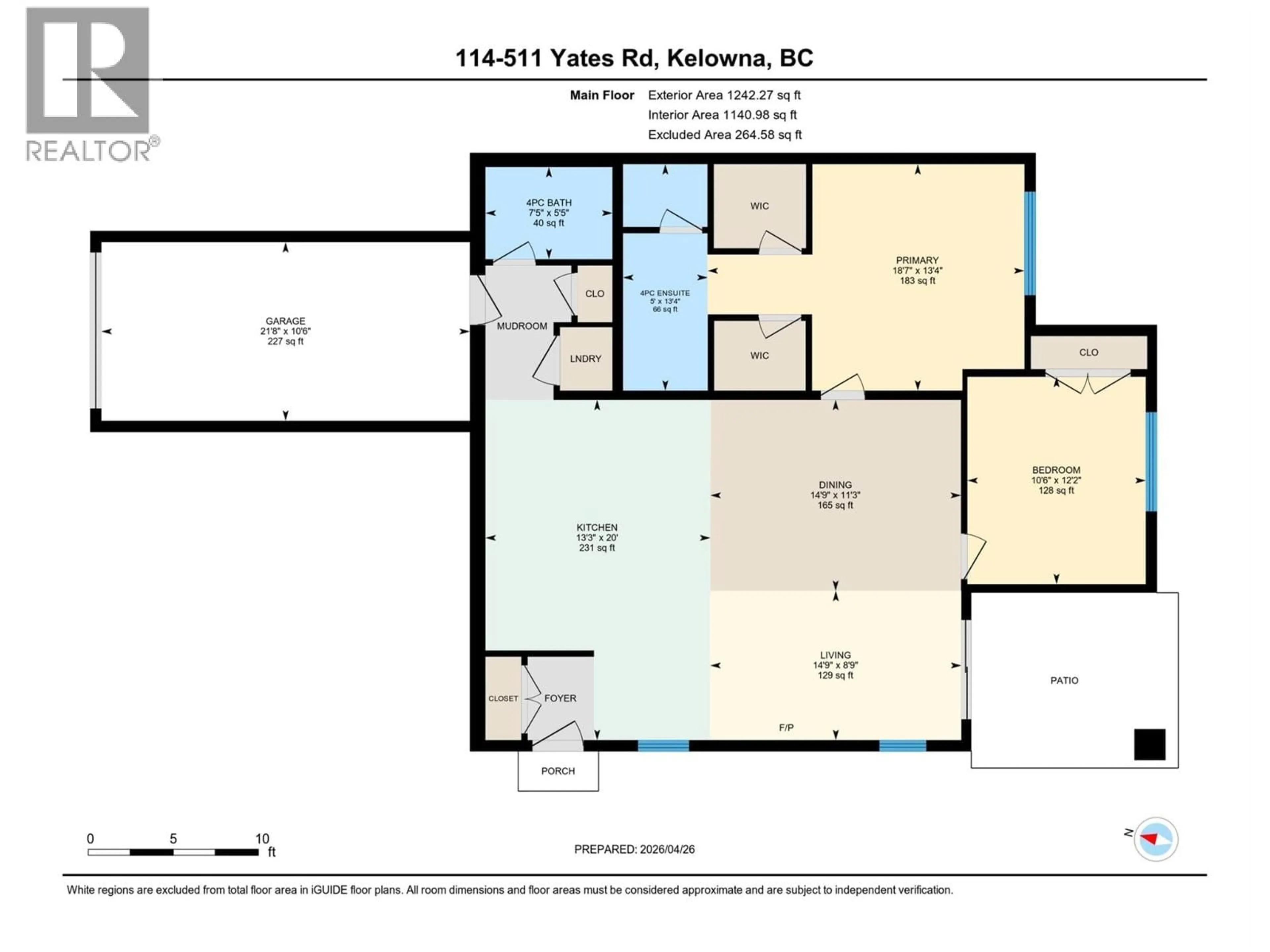 Floor plan for 114 - 511 YATES ROAD, Kelowna British Columbia V1V2X2