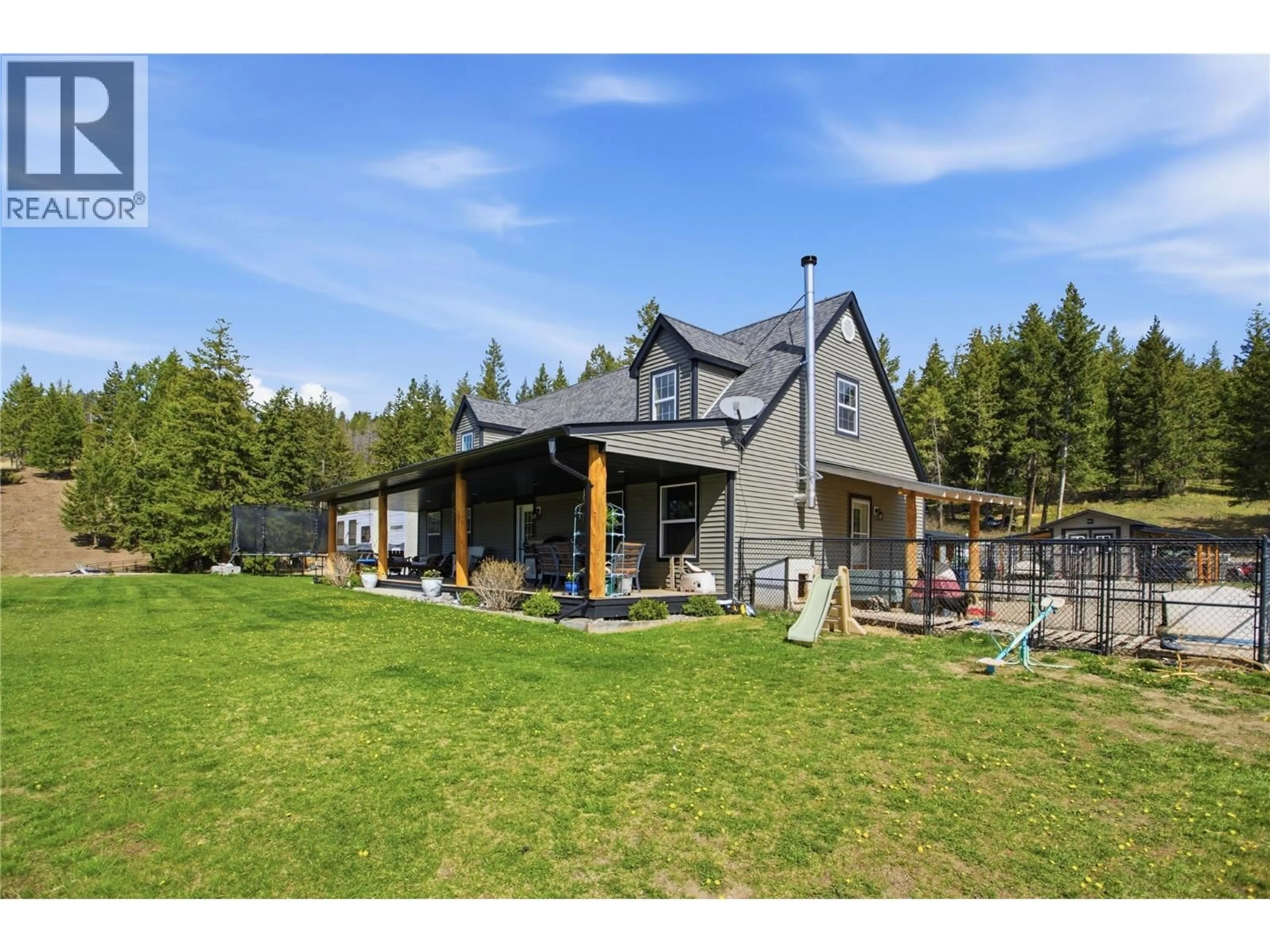 A pic from outside/outdoor area/front of a property/back of a property/a pic from drone, mountain view for 4205 KRISTIANSON ROAD, Monte Lake British Columbia V0E2N0