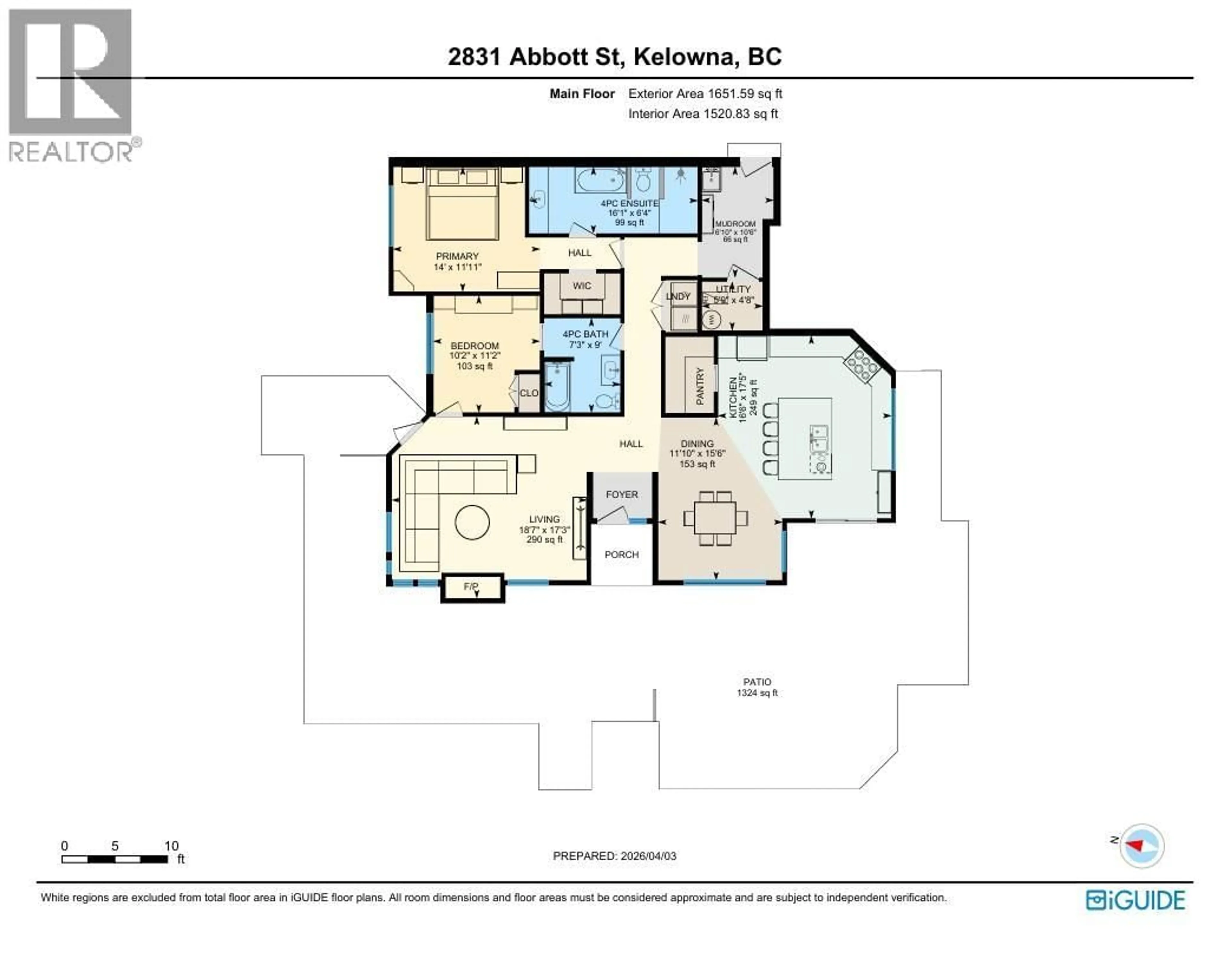 Floor plan for 2831 ABBOTT STREET, Kelowna British Columbia V1Y1G5