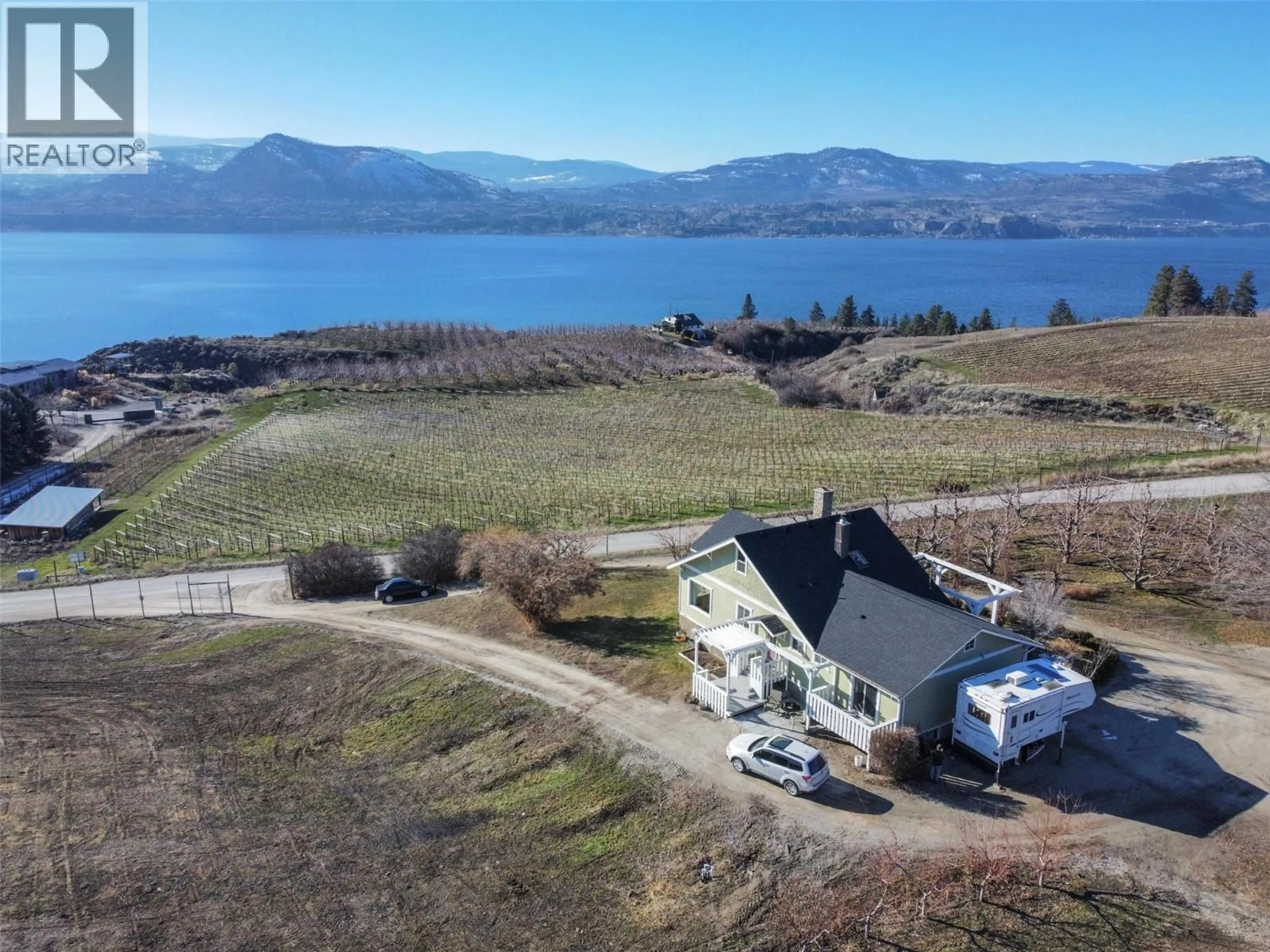 A pic from outside/outdoor area/front of a property/back of a property/a pic from drone, water/lake/river/ocean view for 4550 GULCH ROAD, Naramata British Columbia V0H1N1