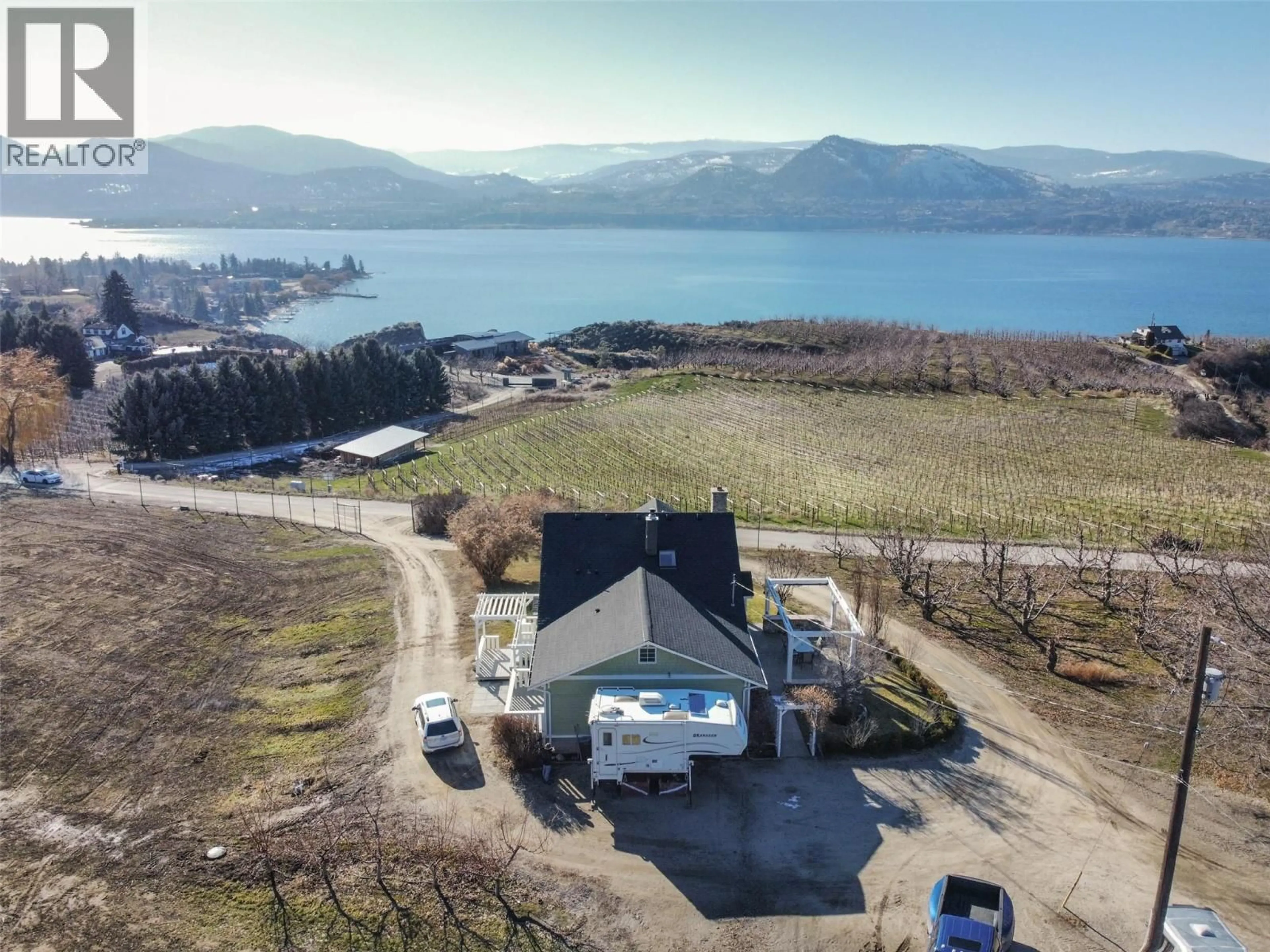 A pic from outside/outdoor area/front of a property/back of a property/a pic from drone, water/lake/river/ocean view for 4550 GULCH ROAD, Naramata British Columbia V0H1N1