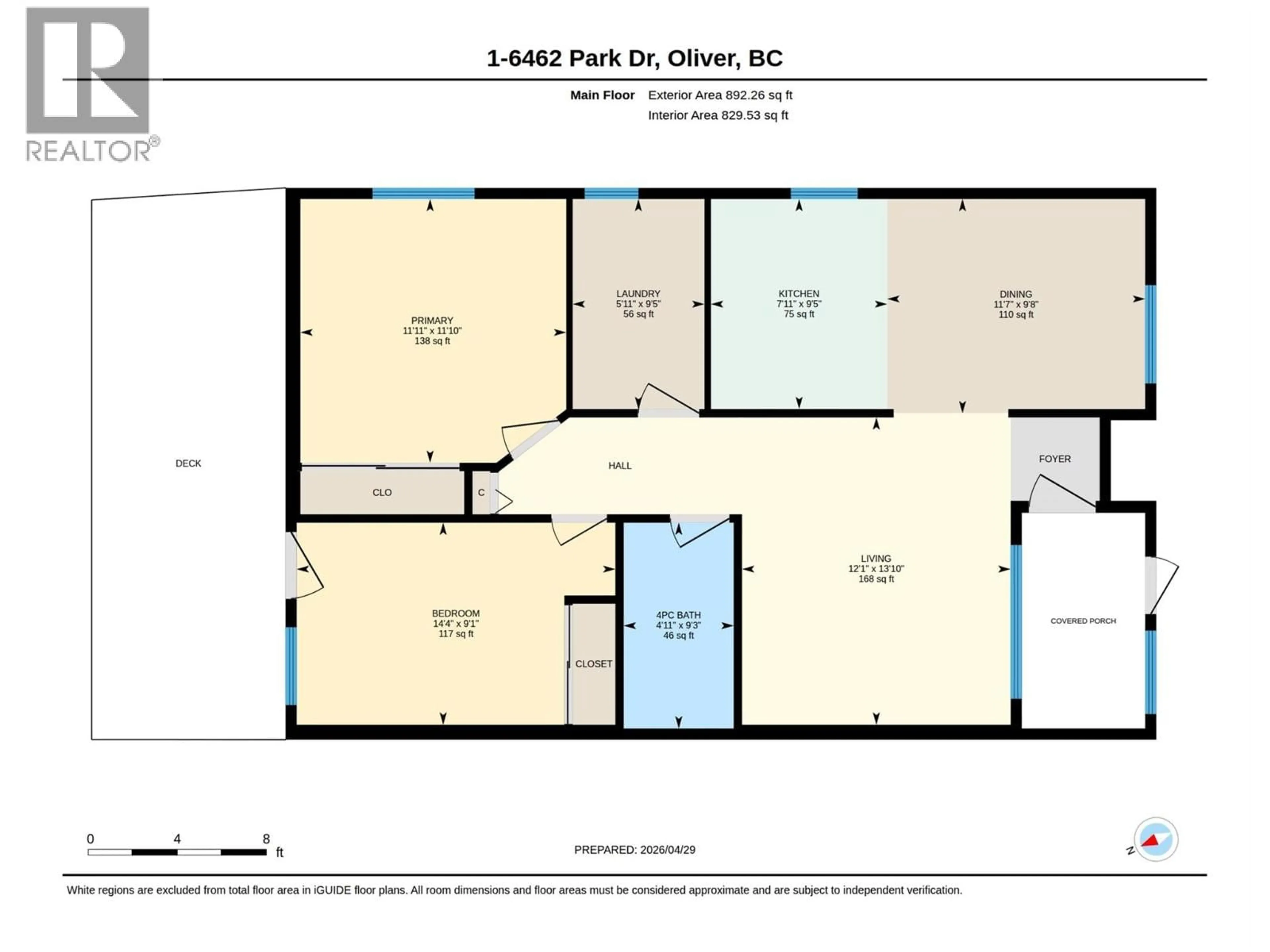 Floor plan for 1 - 6462 PARK DRIVE, Oliver British Columbia V0H1T4
