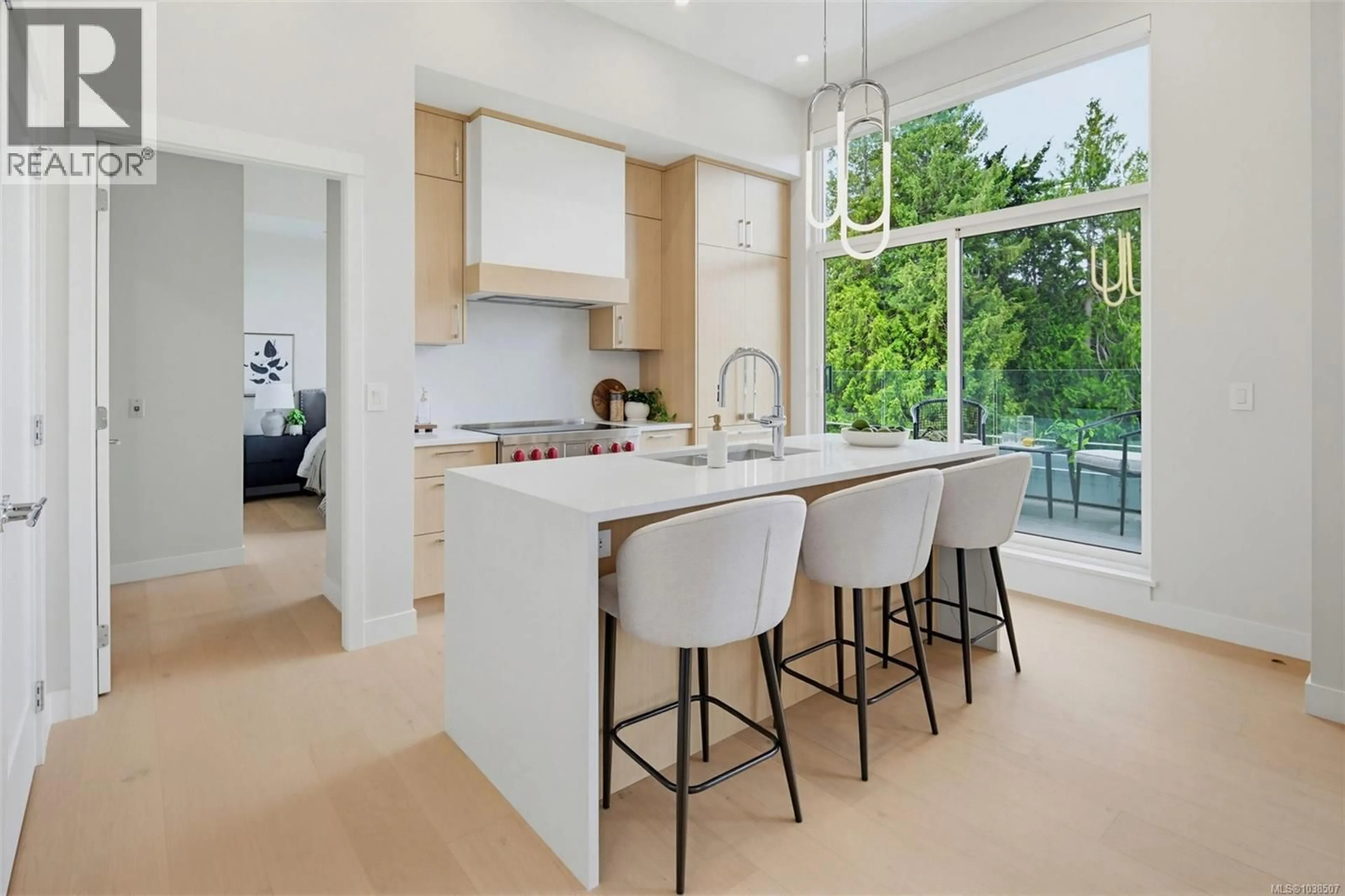 Contemporary kitchen, ceramic/tile floor for PH 403 - 5229 CORDOVA BAY ROAD, Saanich British Columbia V8Y2L1