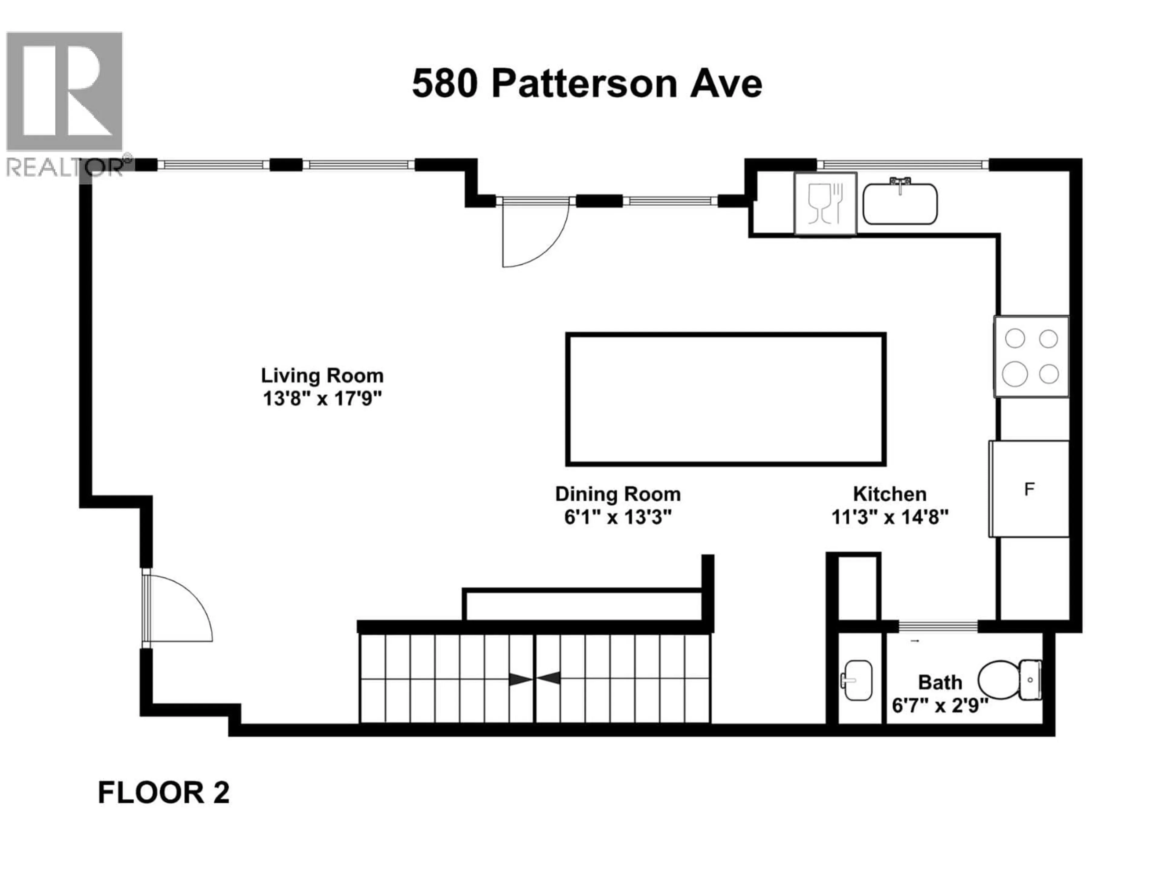 Floor plan for 580 PATTERSON AVENUE, Kelowna British Columbia V1Y5C6