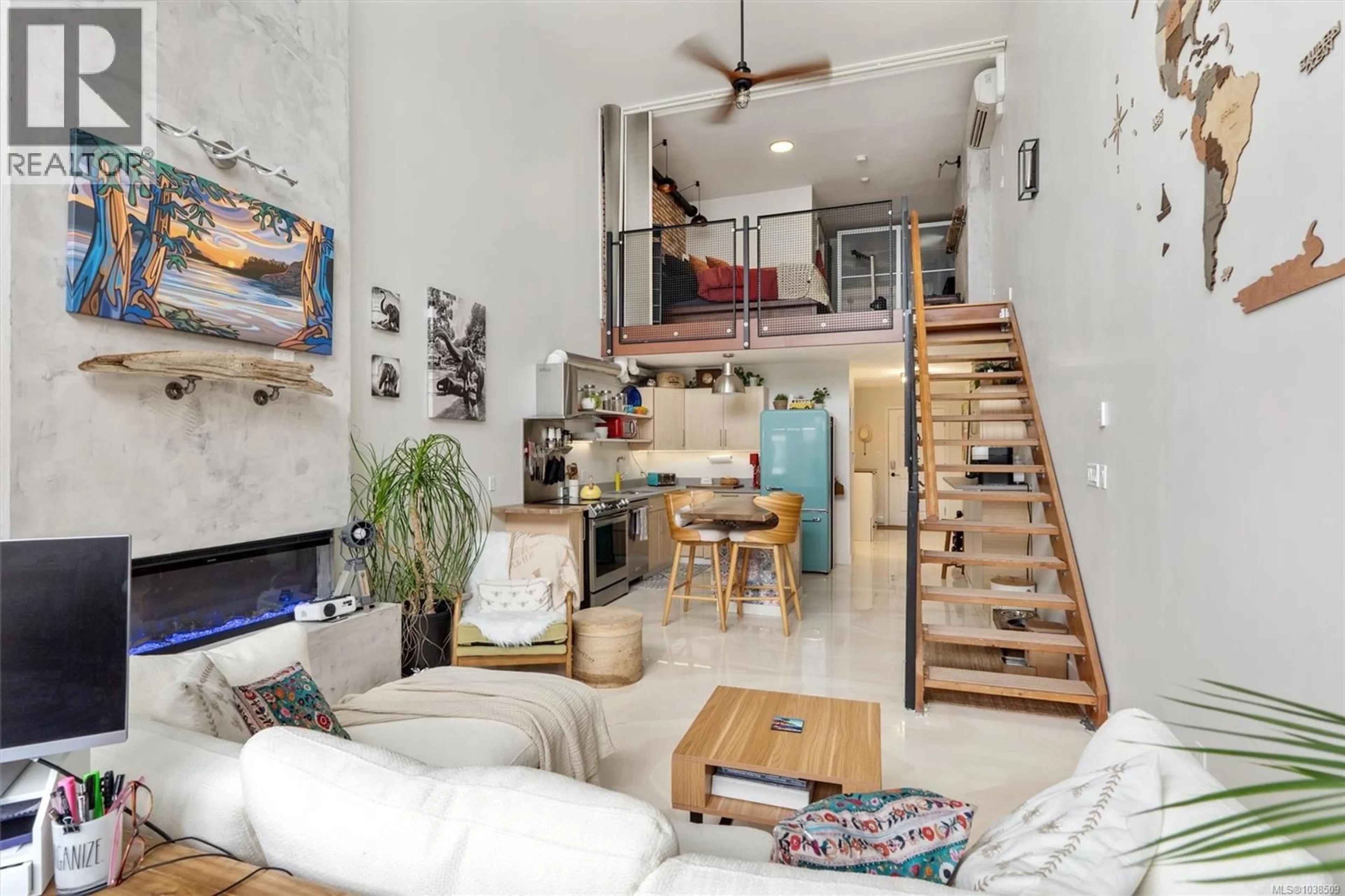 Living room with furniture, cement floor for 305 - 648 HERALD STREET, Victoria British Columbia V8W1S7