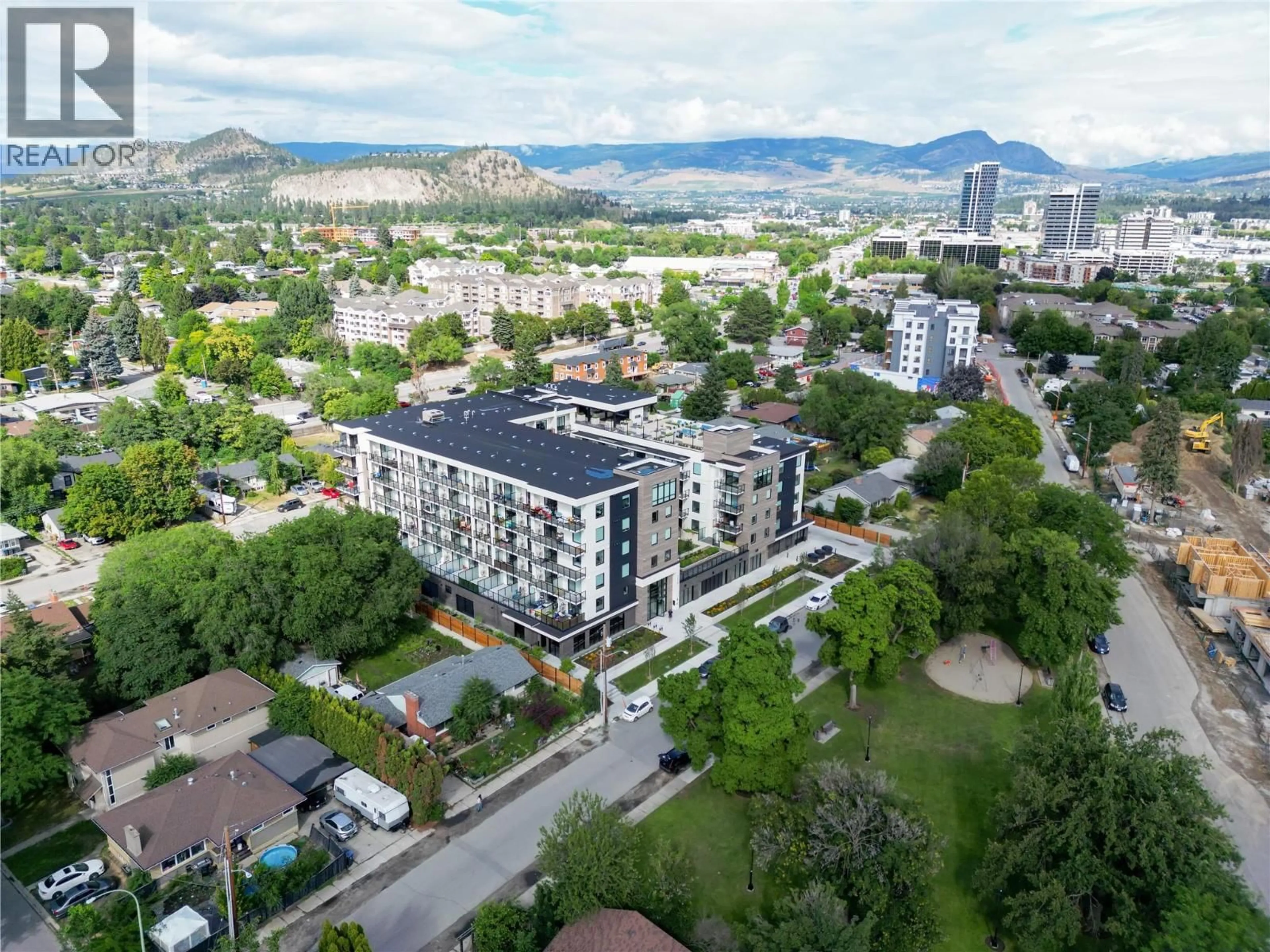 A pic from outside/outdoor area/front of a property/back of a property/a pic from drone, city buildings view from balcony for 514 - 1301 BELAIRE AVENUE, Kelowna British Columbia V1Y0M7