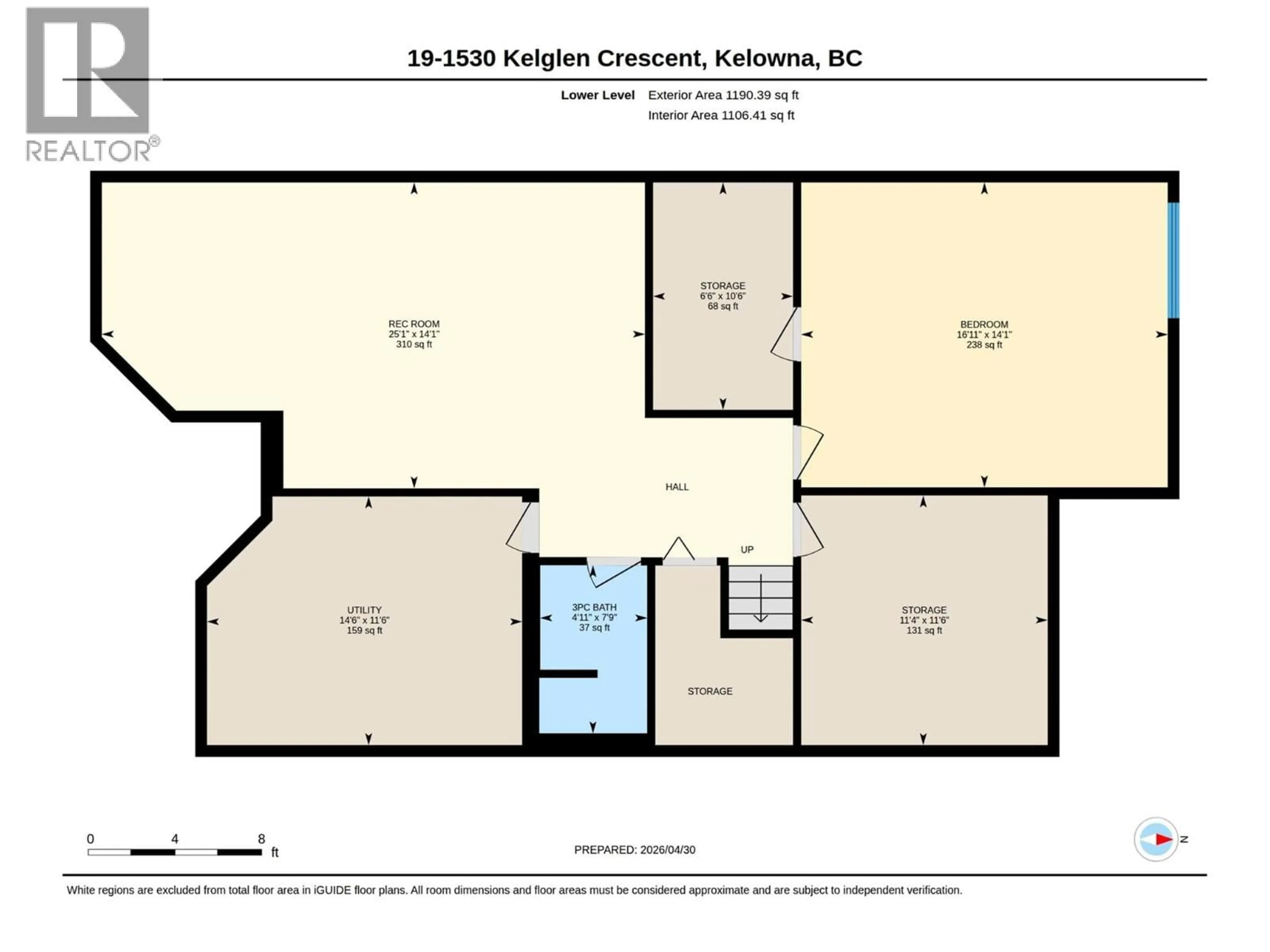 Floor plan for 19 - 1530 KELGLEN CRESCENT, Kelowna British Columbia V1Y6K7
