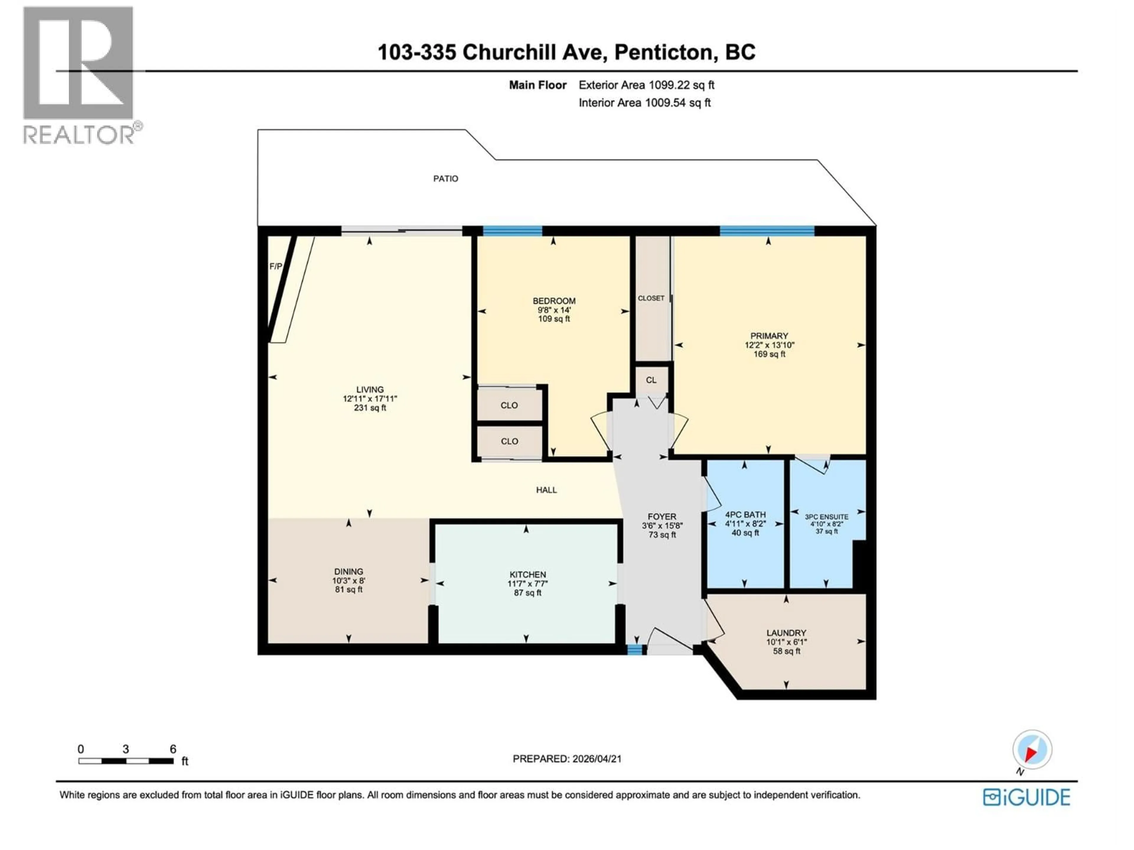 Floor plan for 103 - 335 CHURCHILL AVENUE, Penticton British Columbia V2A1C9