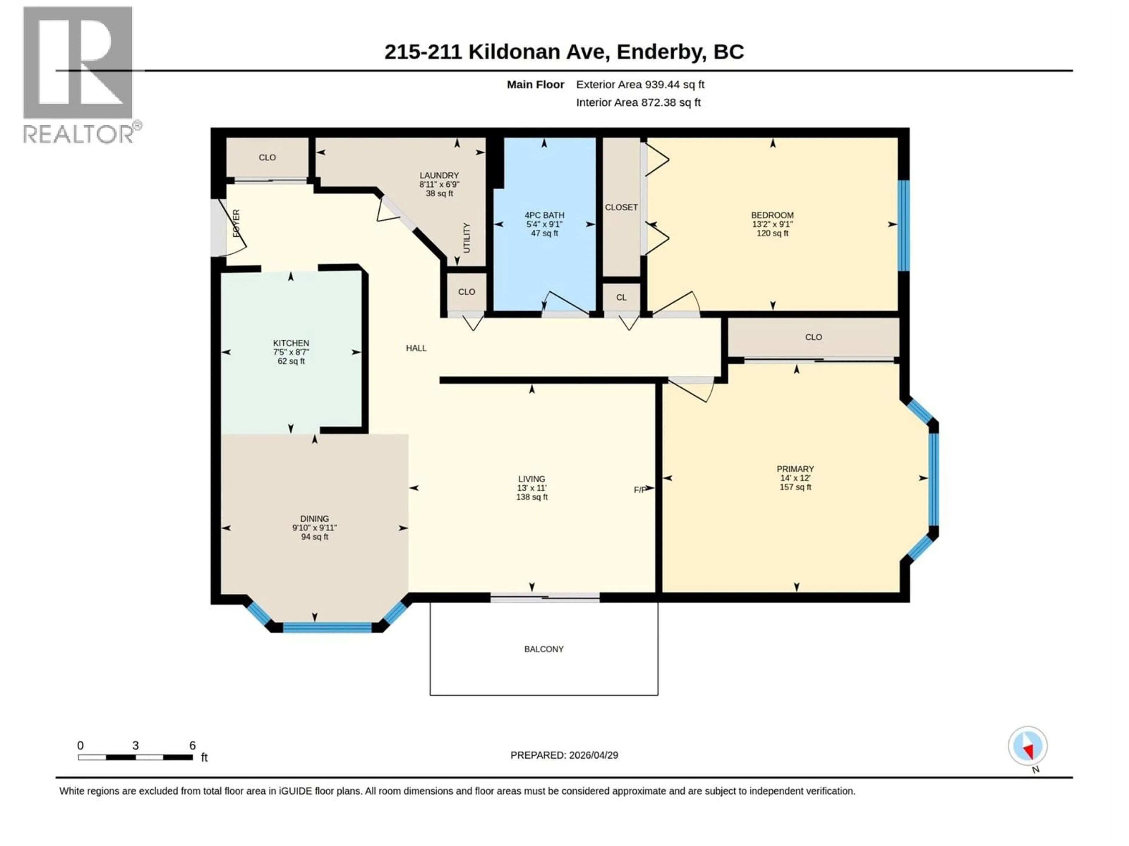 Floor plan for 215 - 211 KILDONAN AVENUE, Enderby British Columbia V4Y6A2