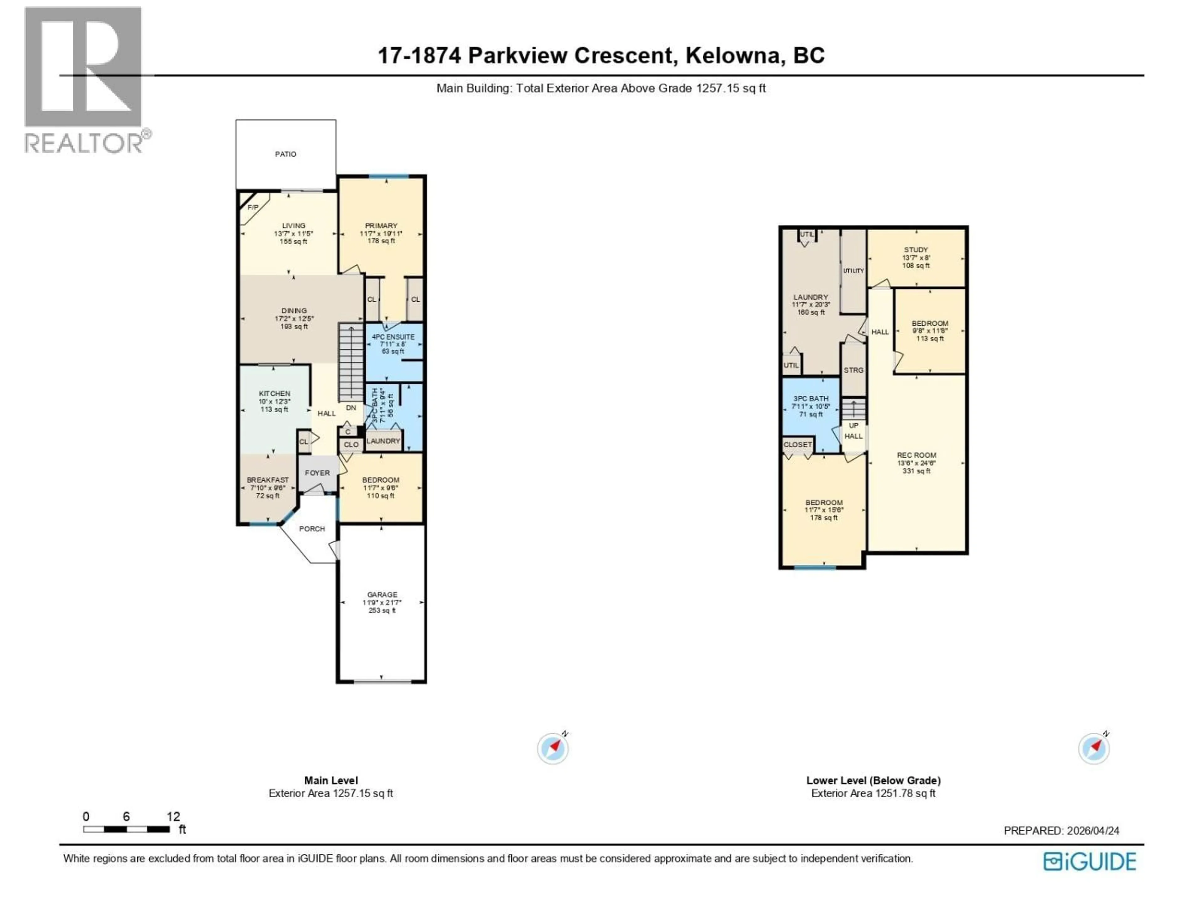 Floor plan for 17 - 1874 PARKVIEW CRESCENT, Kelowna British Columbia V1X7G6